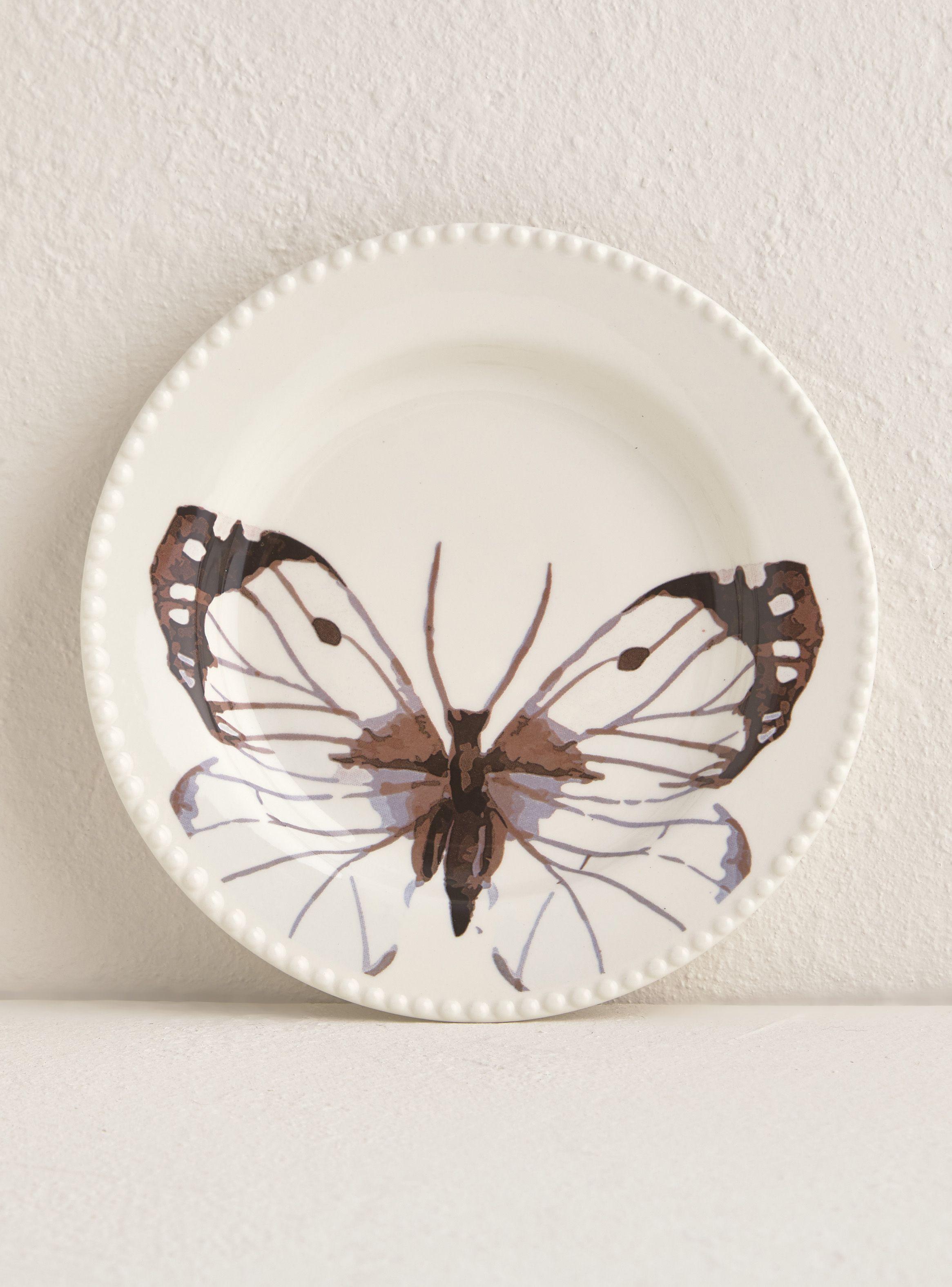 Plato Lateral Mariposa Blanca 21.8 cm-0