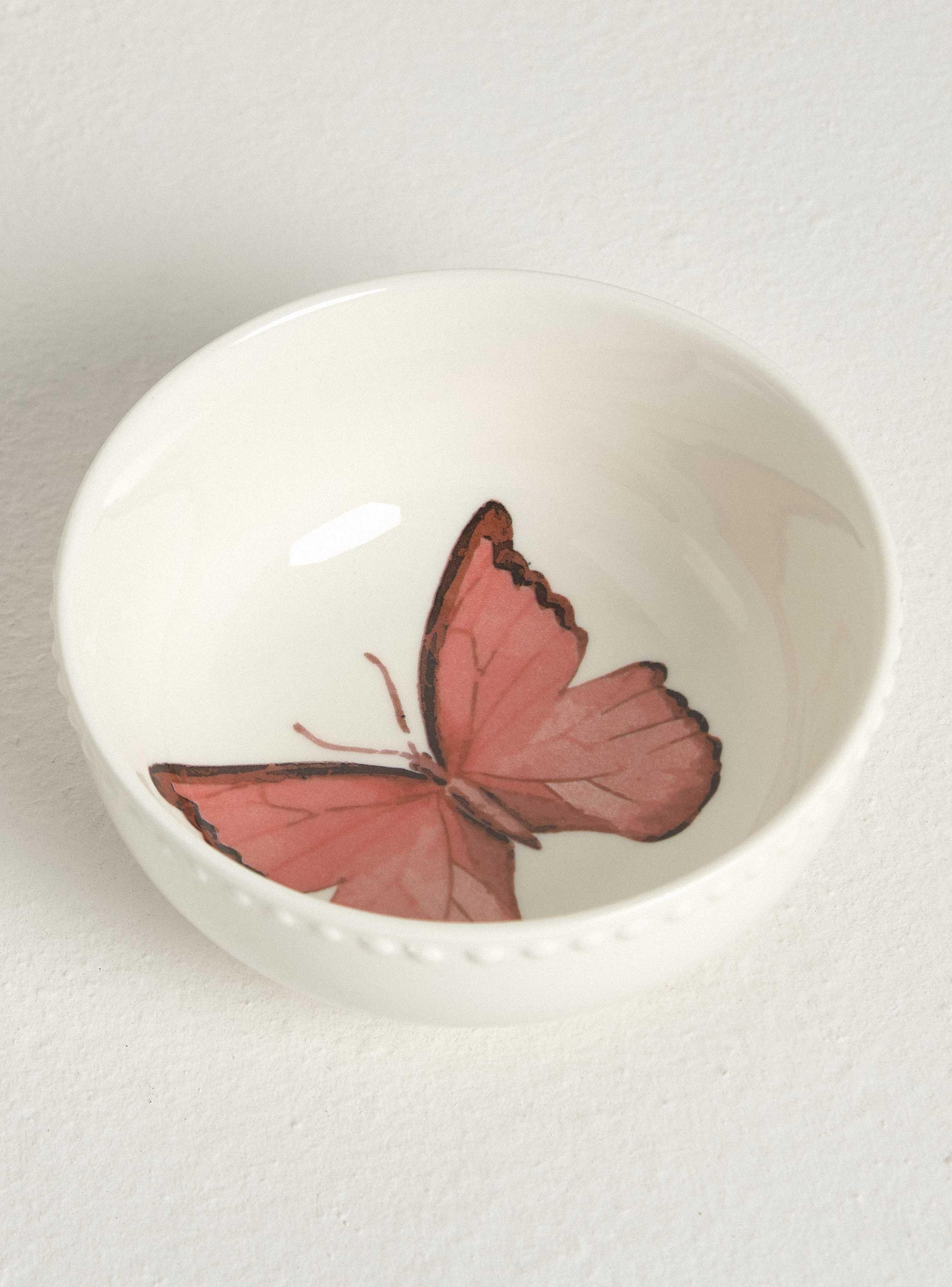 Bowl Mariposa Rosada Cerámica 600 ml-0