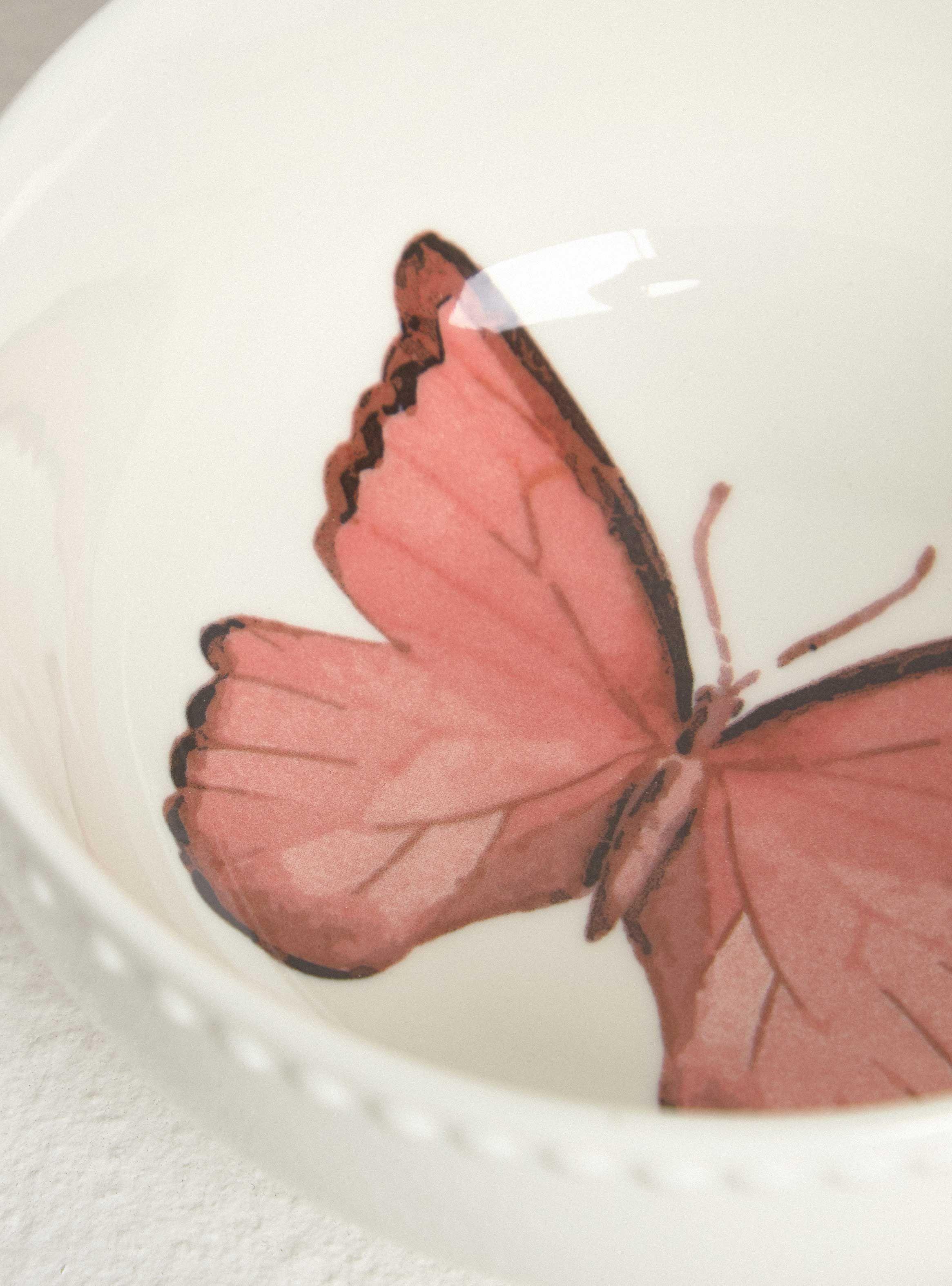 Bowl Mariposa Rosada Cerámica 600 ml-2