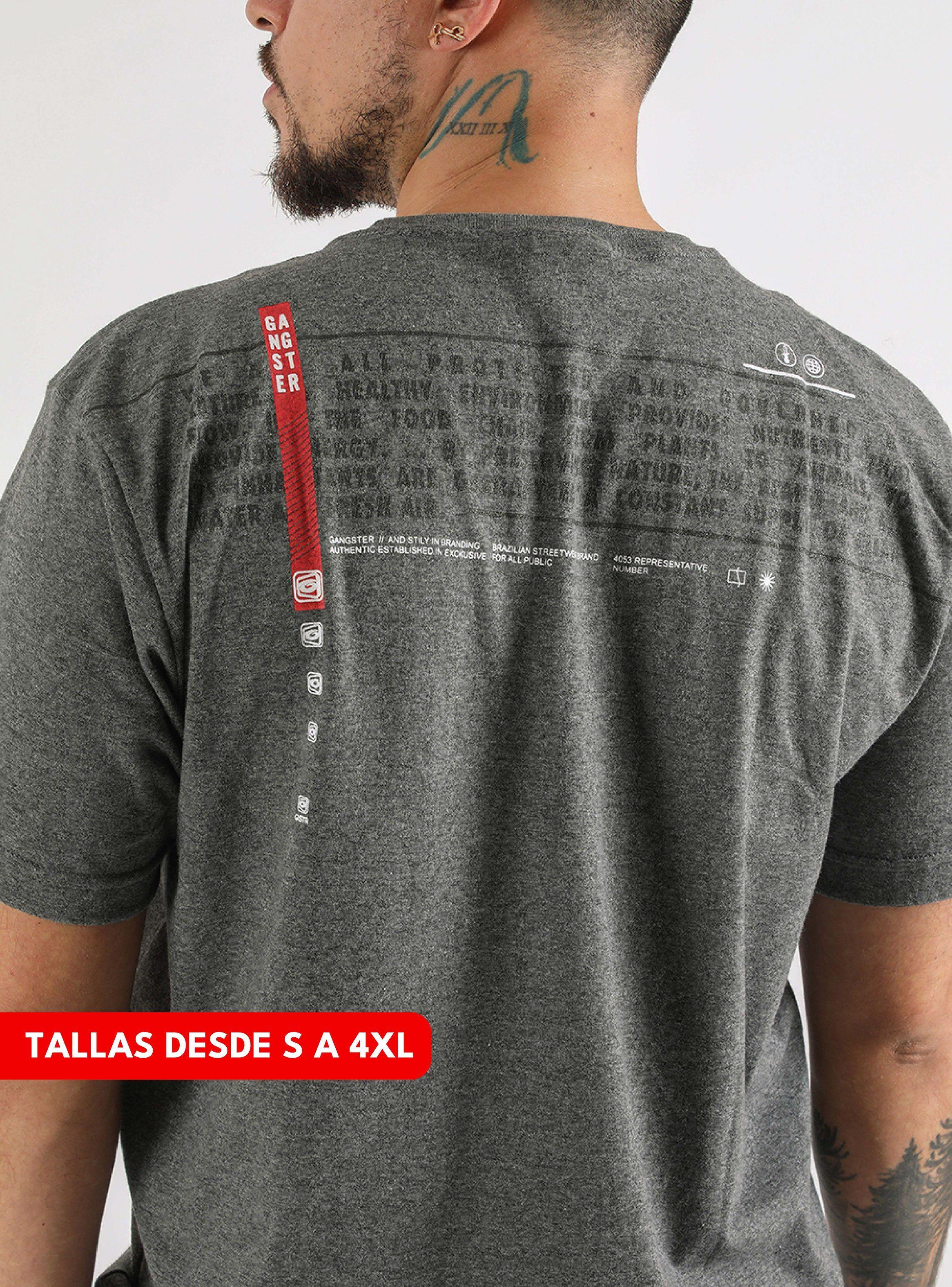 Polera Gangster Narrative Print Back-2