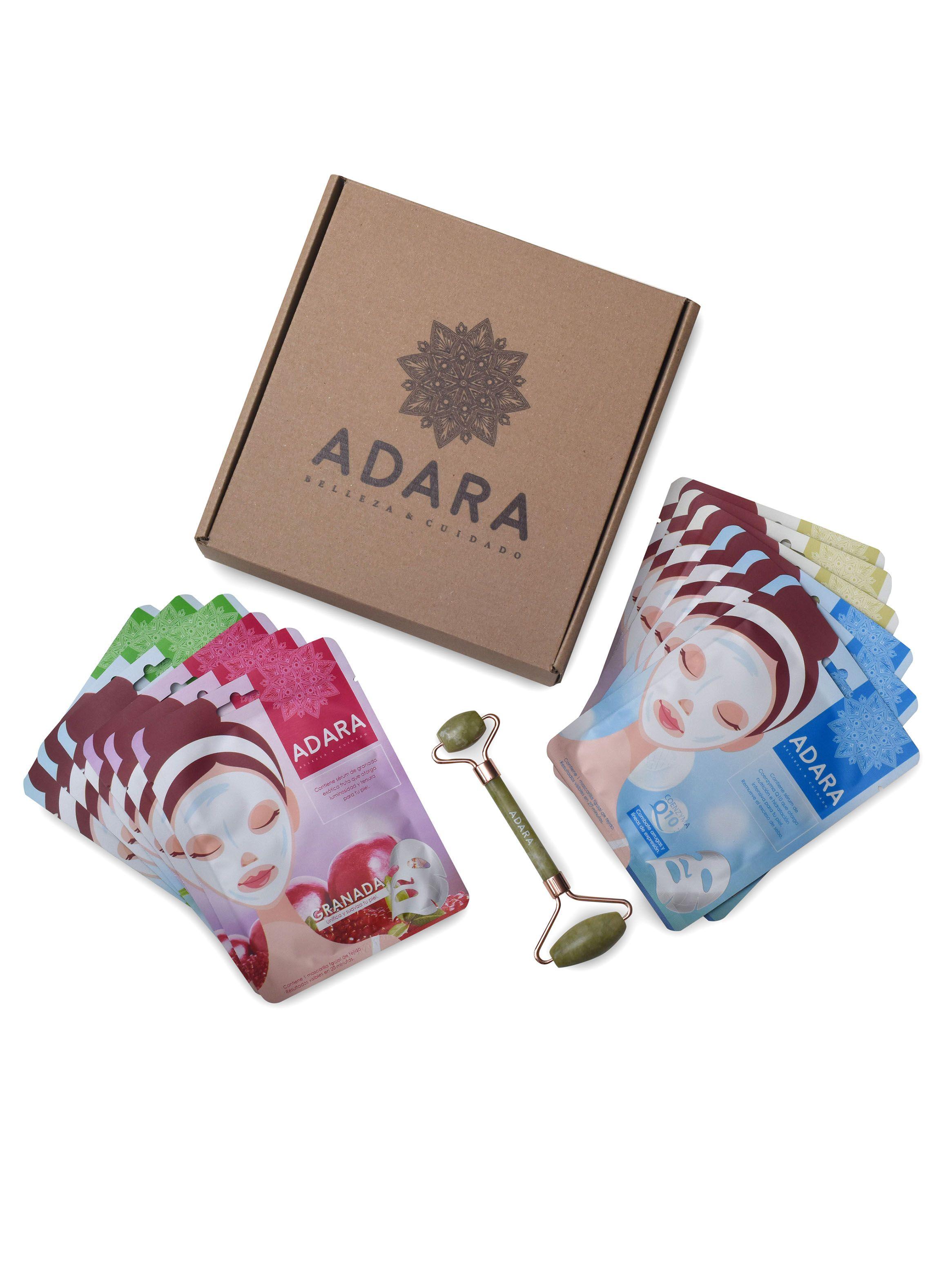 Pack Adara Roller Facial de Jade y 12 Máscaras Surtidas-0