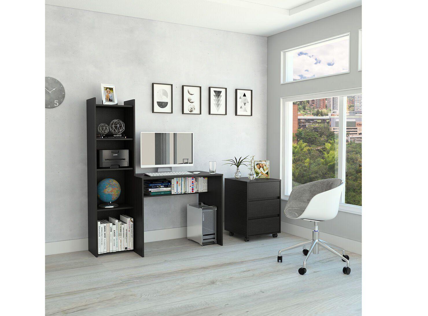 Combo: TuHome Biblioteca Napoli + Cómoda Office TuHome-3