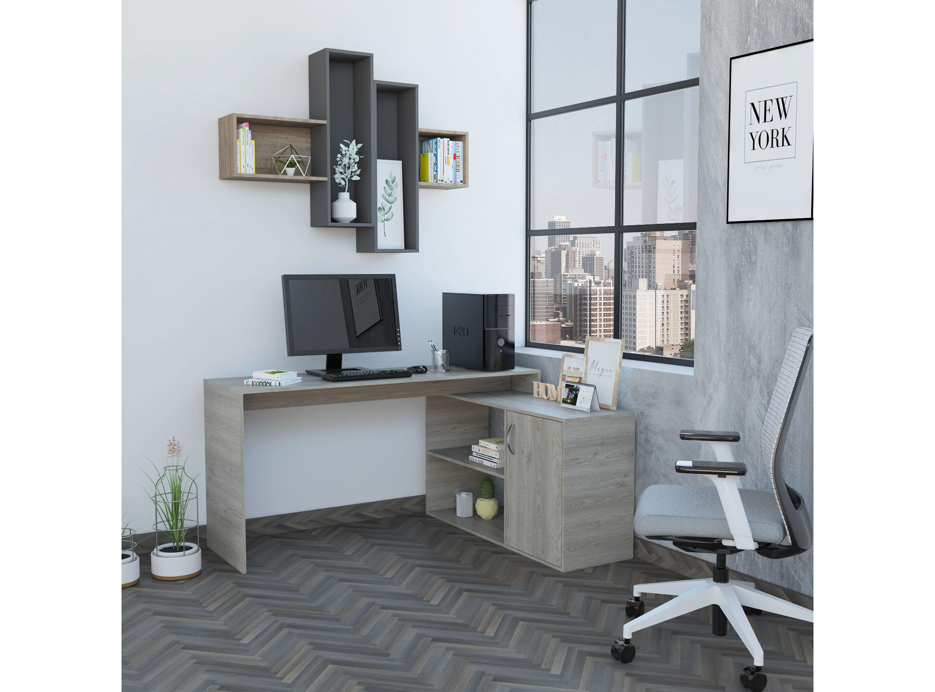 Combo: TuHome Escritorio Office 8 + Repisa Wall 2A-1