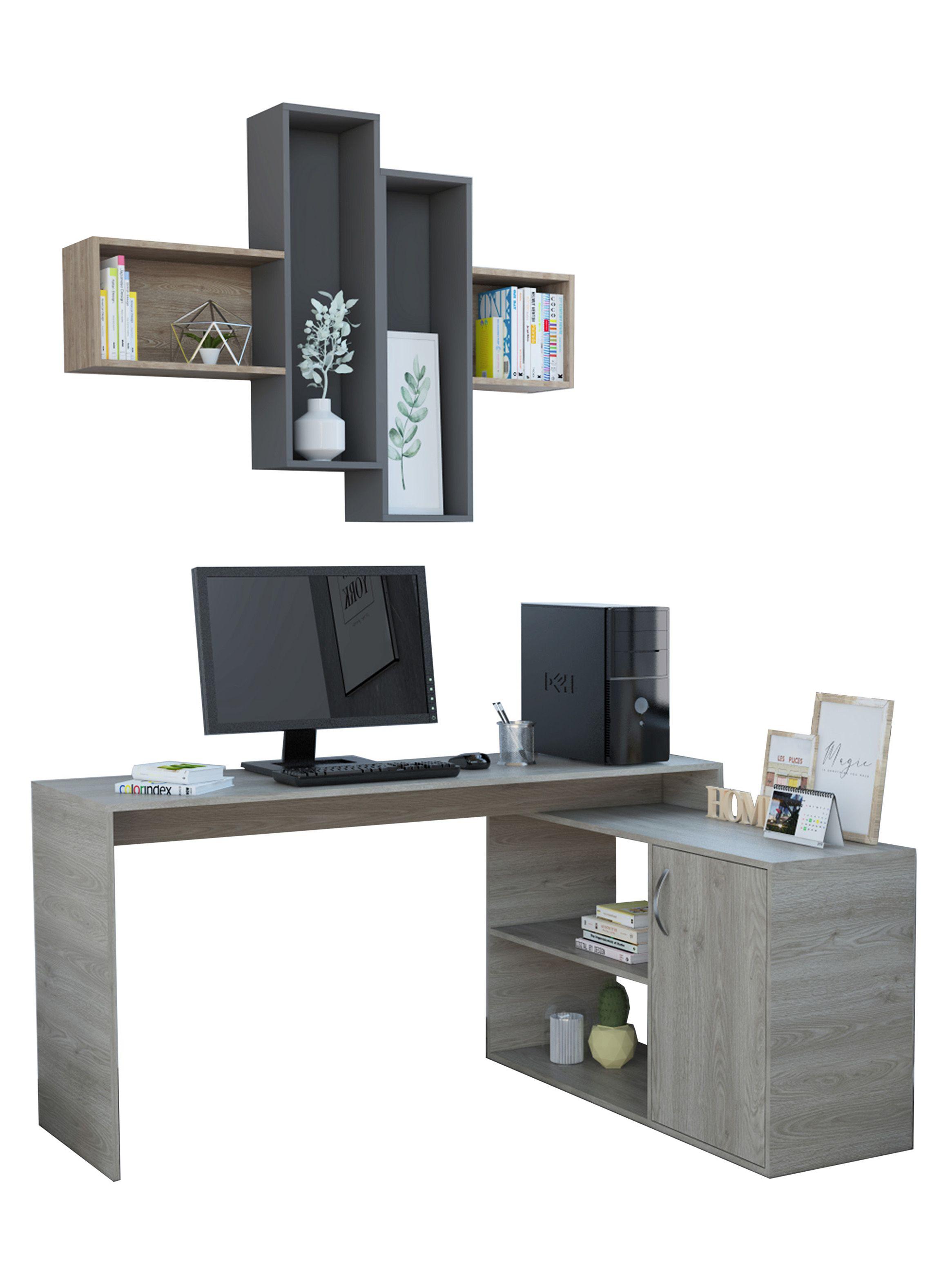Combo: TuHome Escritorio Office 8 + Repisa Wall 2A-0