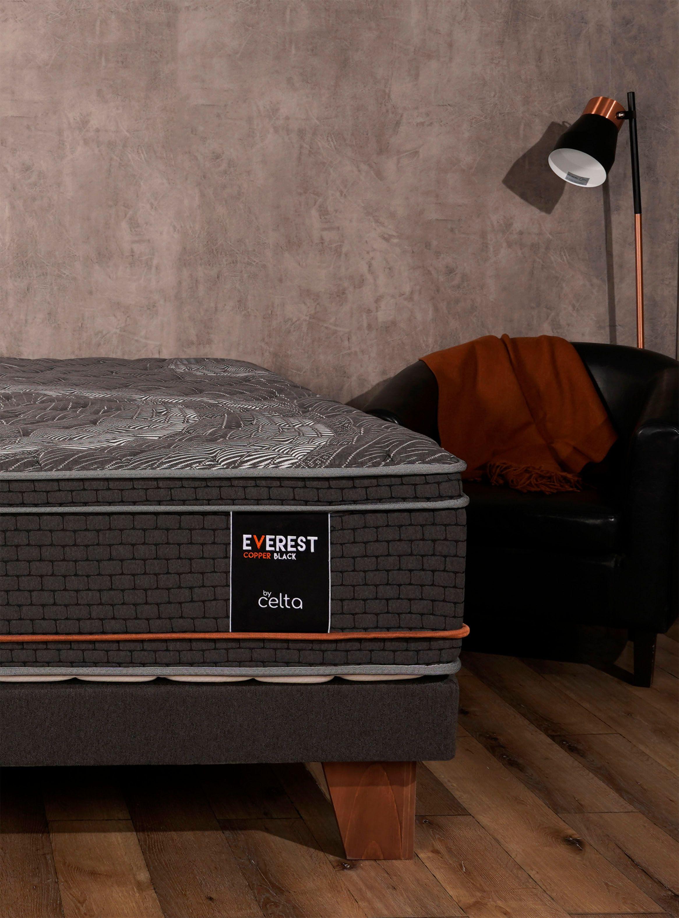 Camas Europea Everest Copper King + Respaldo + Velador Status-6