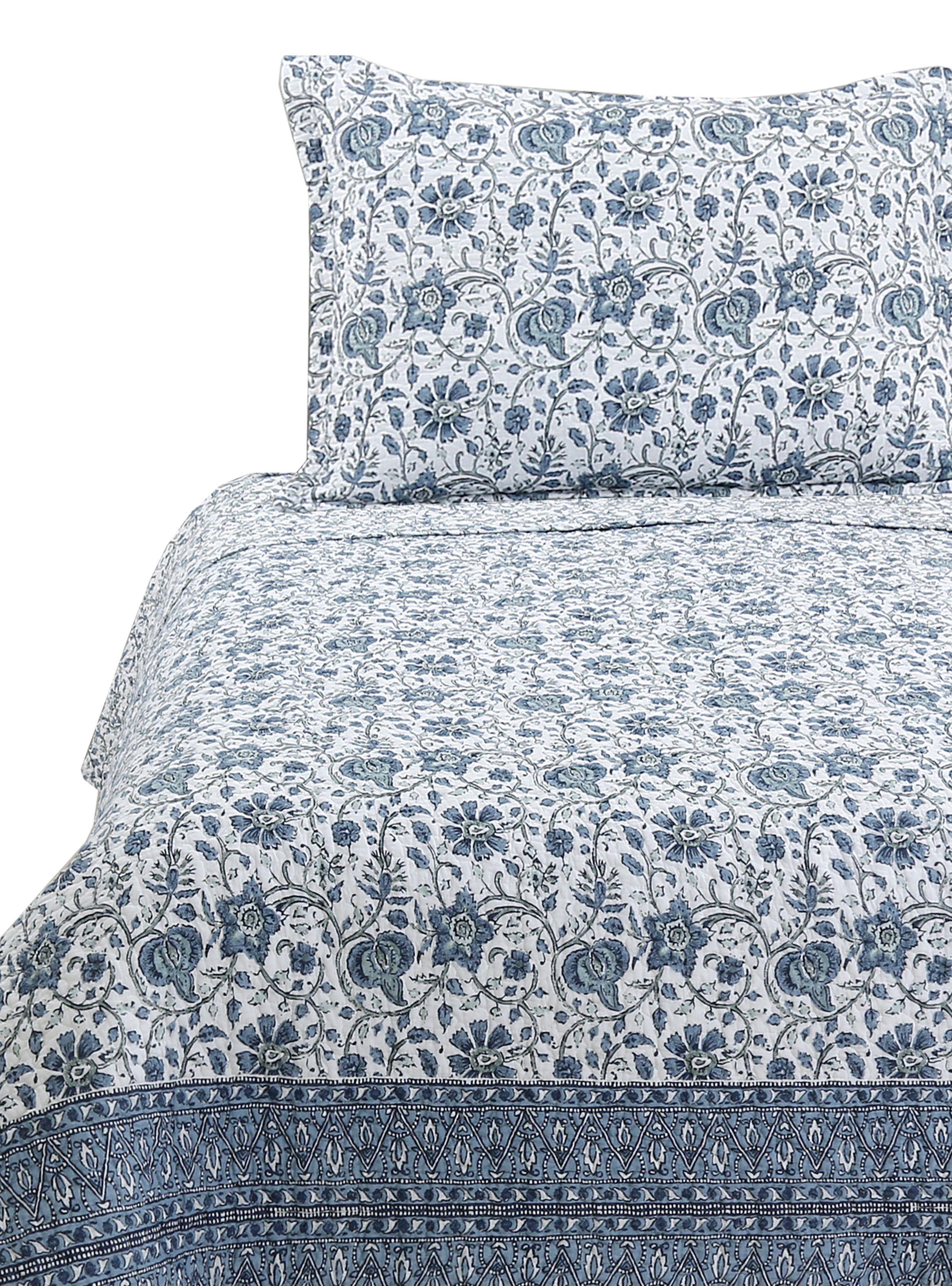 Quilt Sarah Miller 1.5 Plazas Trama Floreada-0
