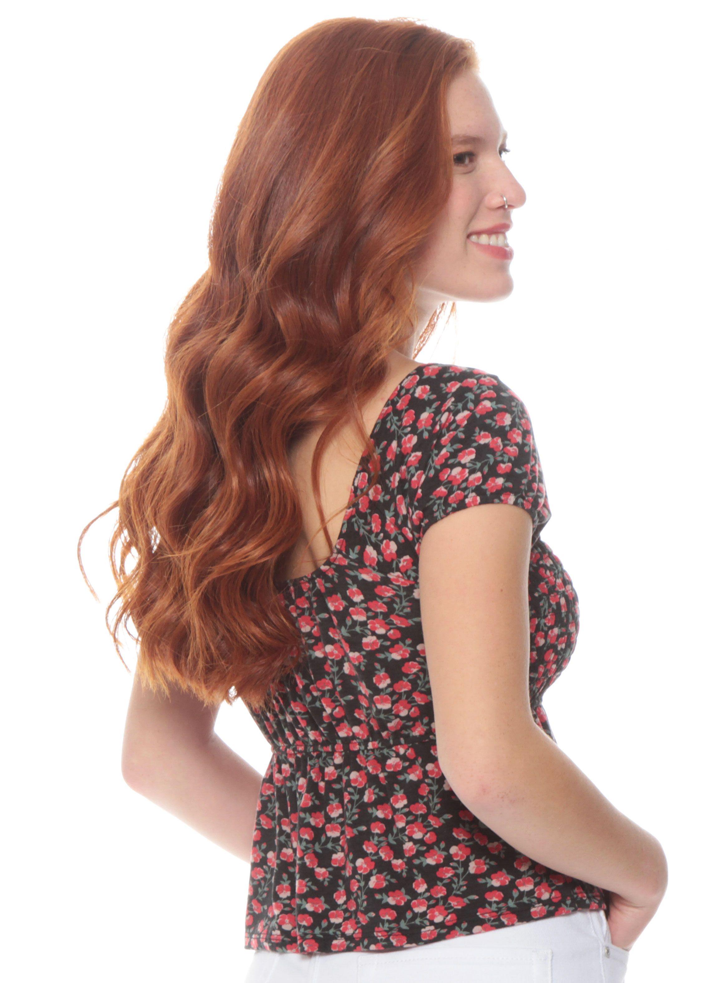 Polera con Elástico Estampada Escote V-1