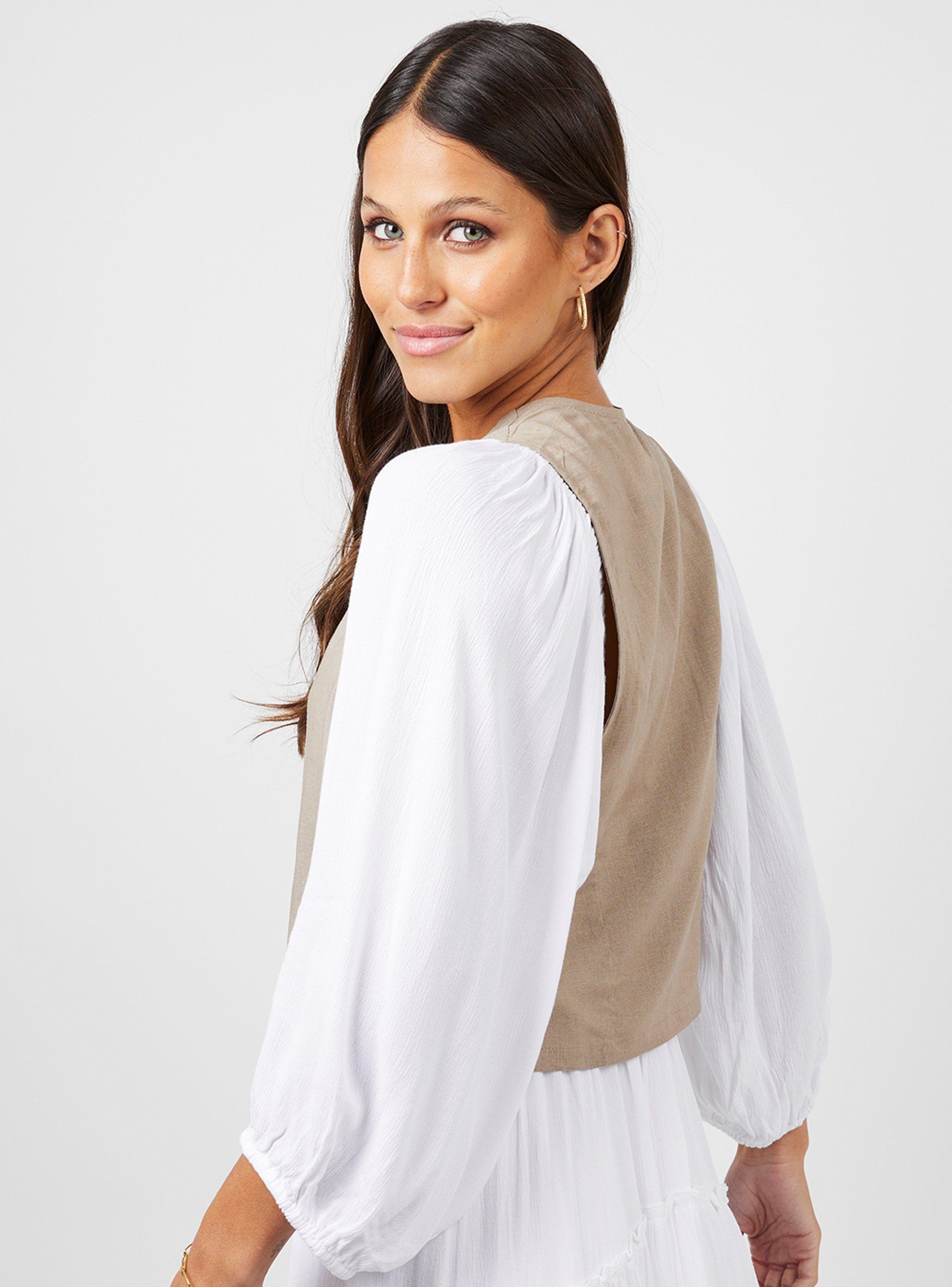Blusa sin Mangas Pipa Lino-2