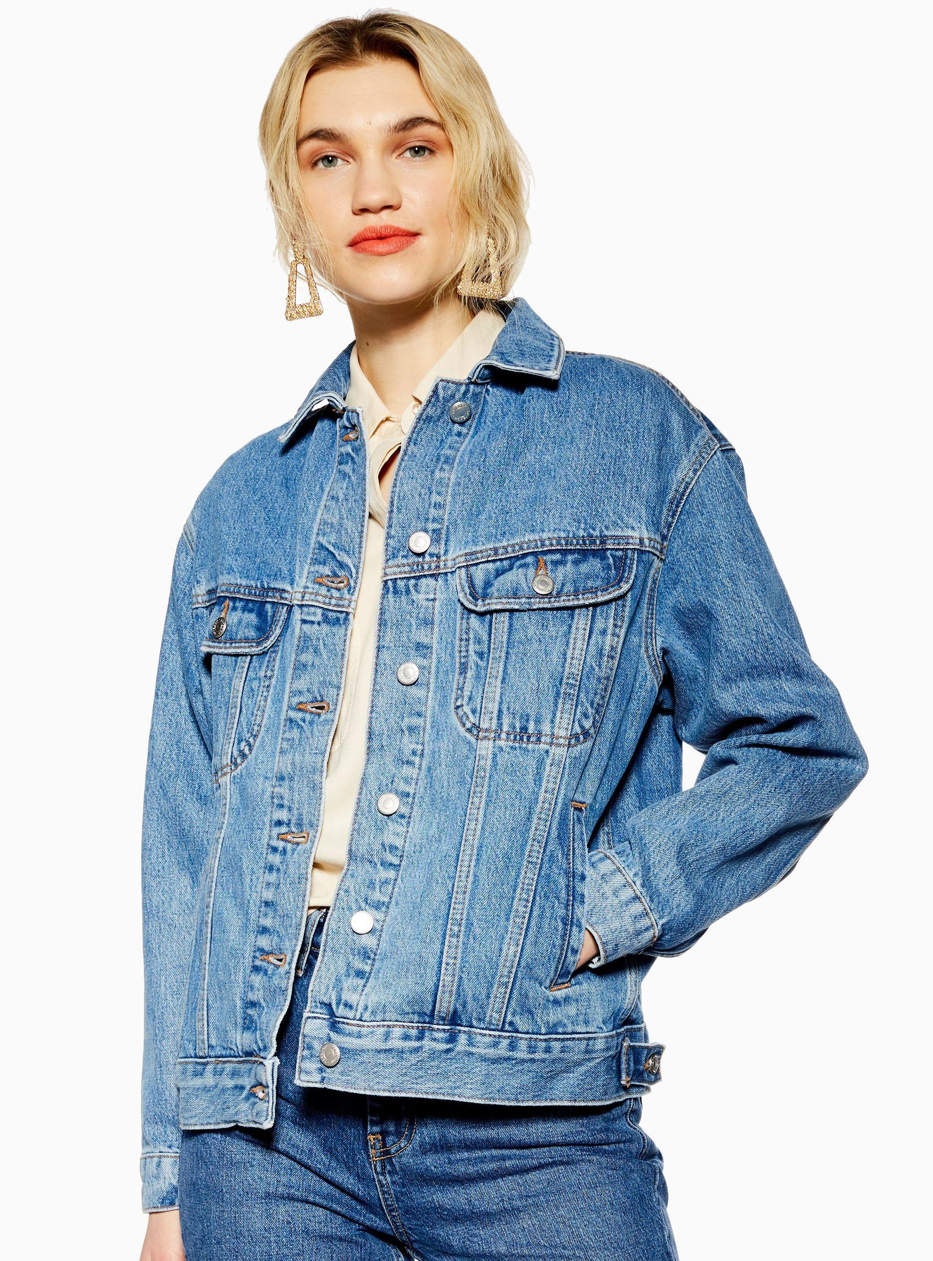 Chaqueta Oversized Denim Mid Blue Topshop-0