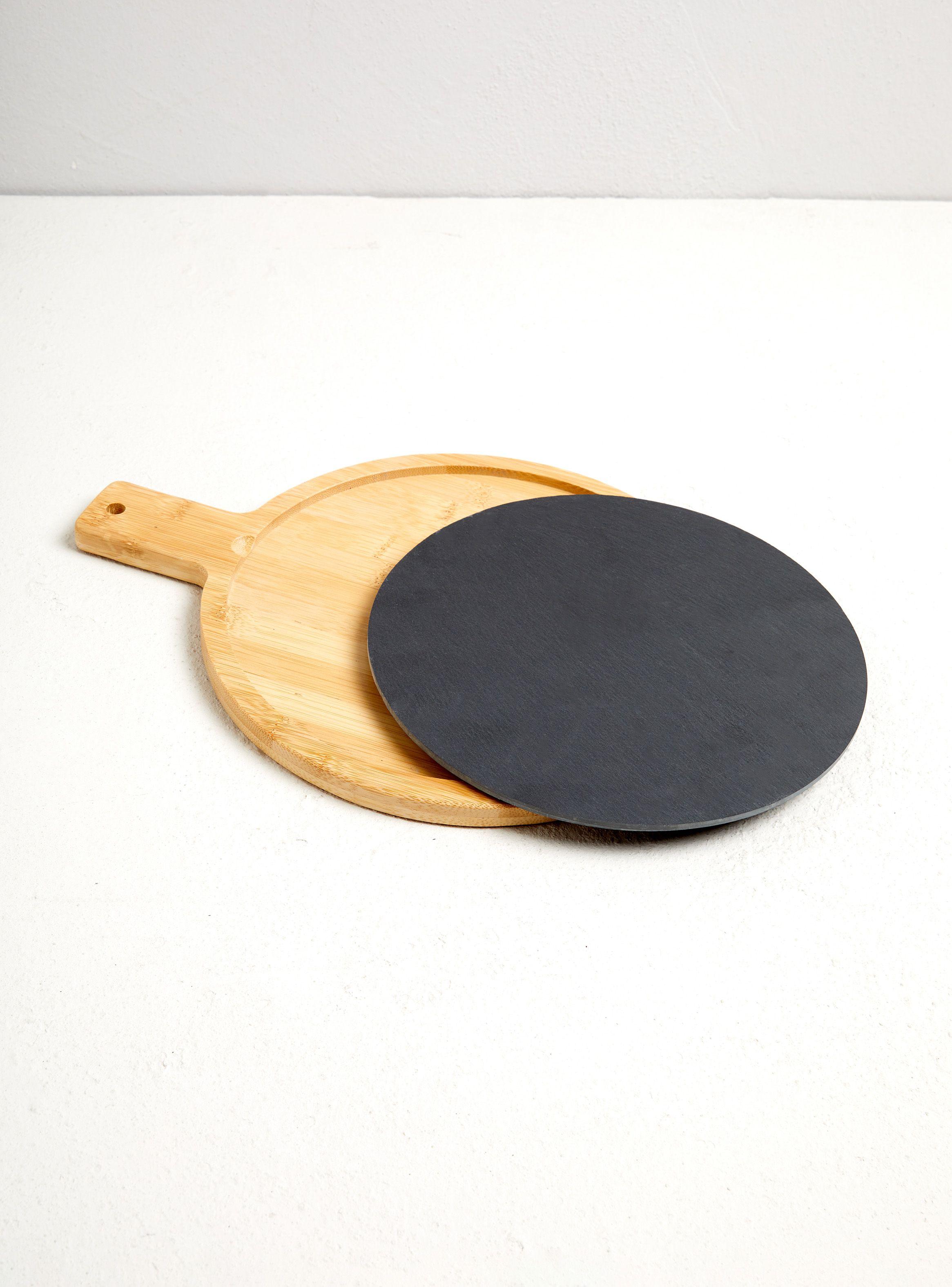 Tabla Redonda de Madera y Pizarra 36x28 cm-2