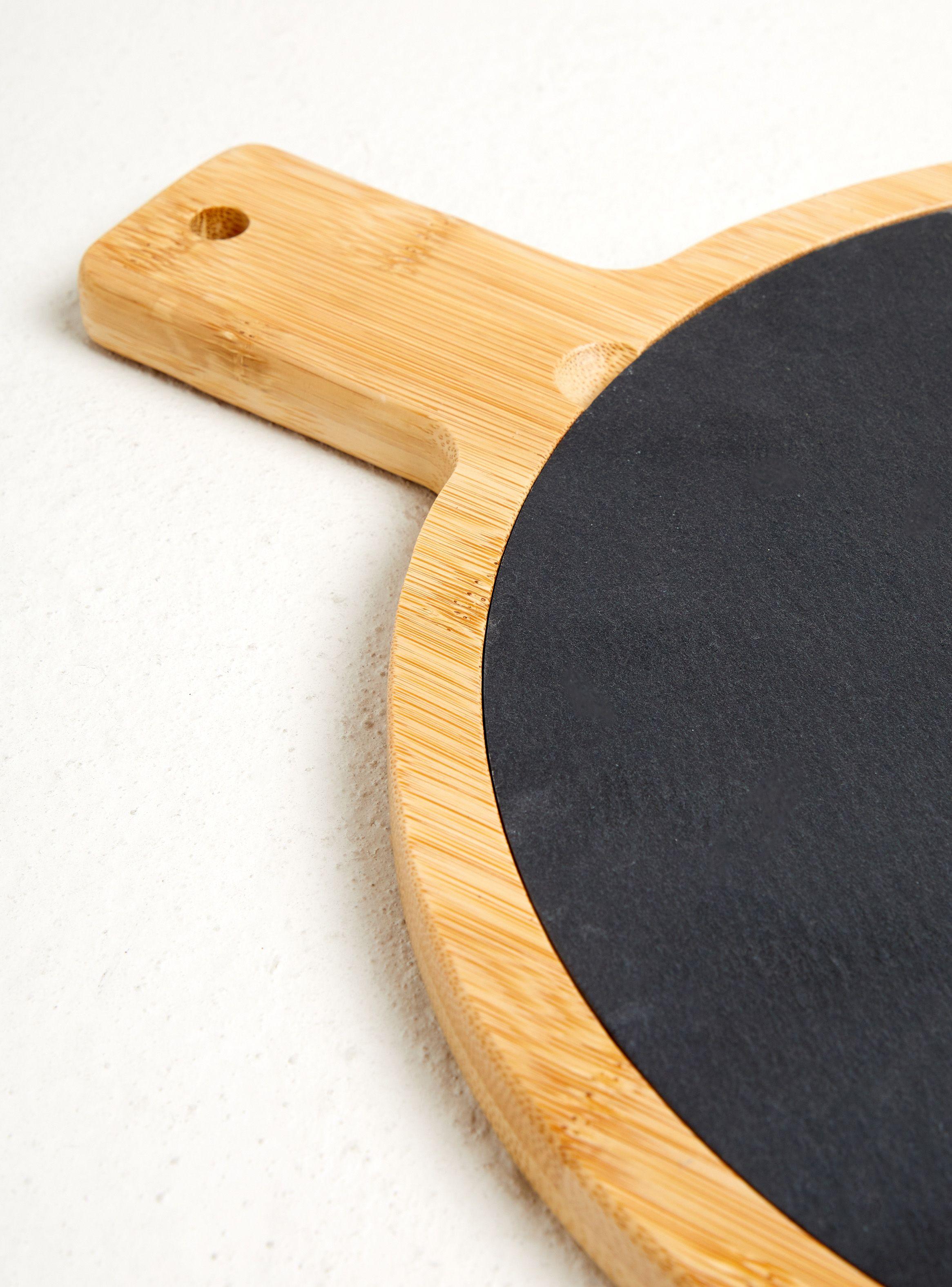 Tabla Redonda de Madera y Pizarra 36x28 cm-3