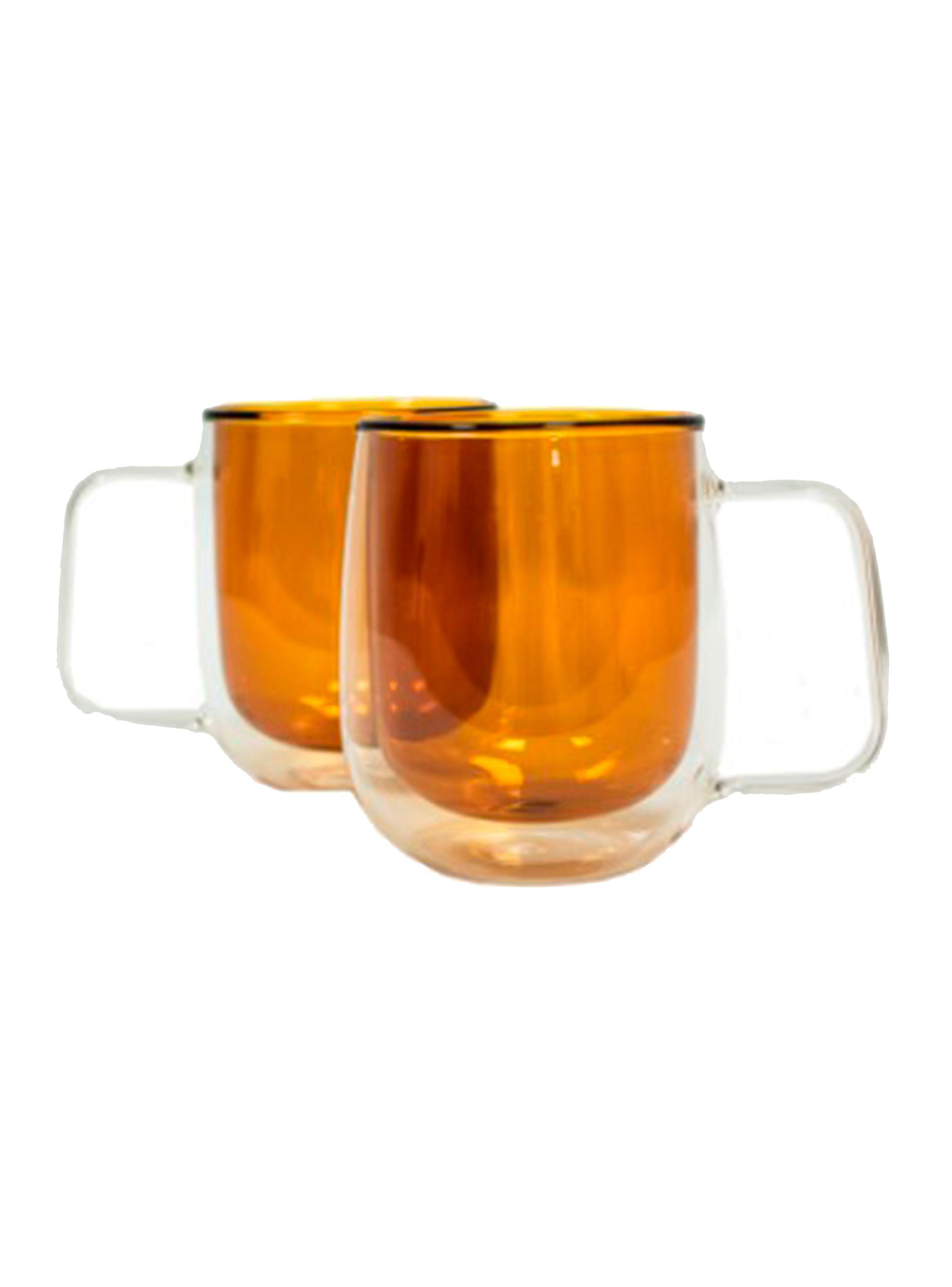 Set 2 Tazas Palermo Doble Pared 250 ml Ambar-0