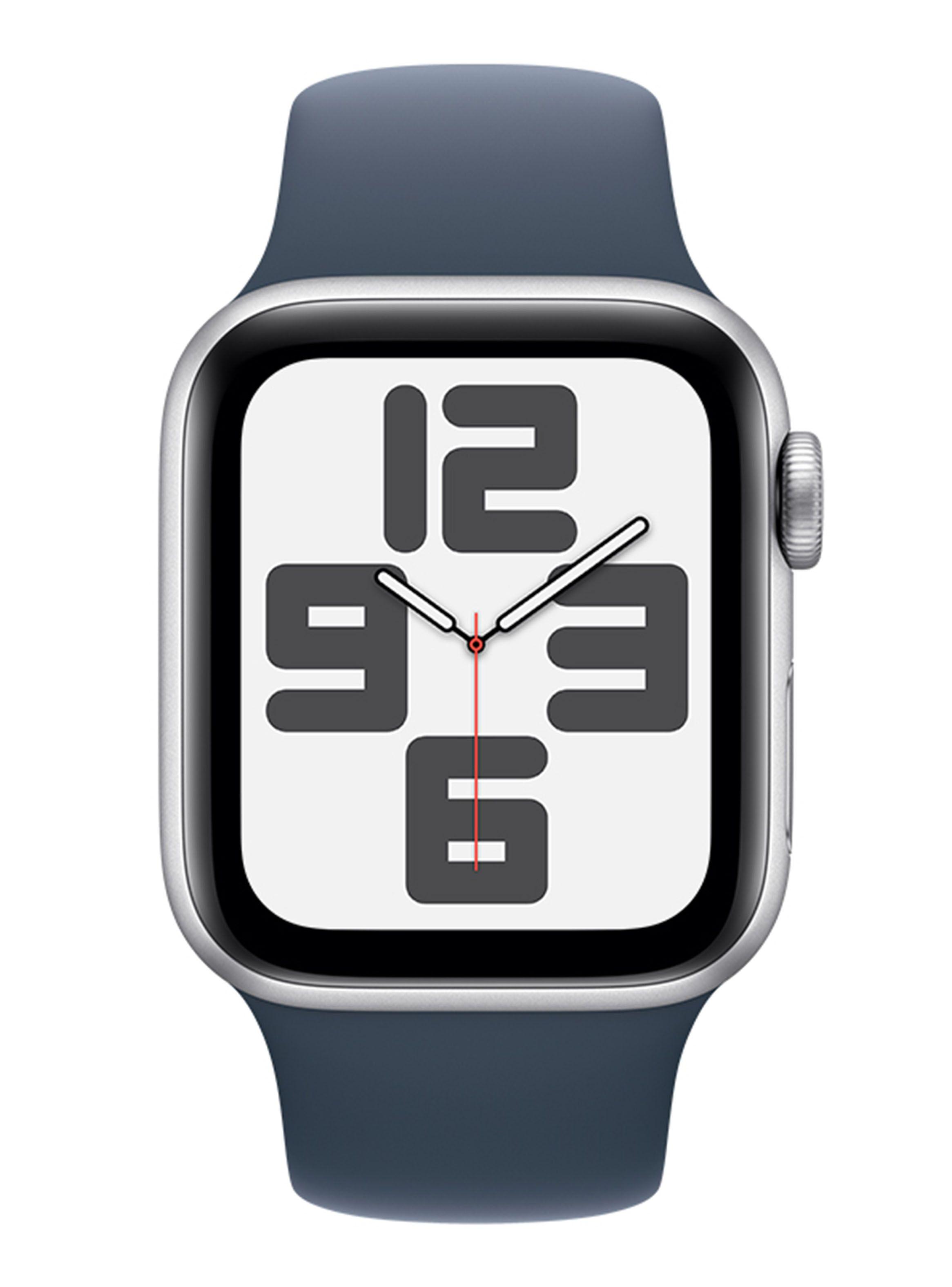 Apple Watch SE GPS 40mm Caja Aluminio Color Plata y Correa Deportiva Azul Talla M/L-1