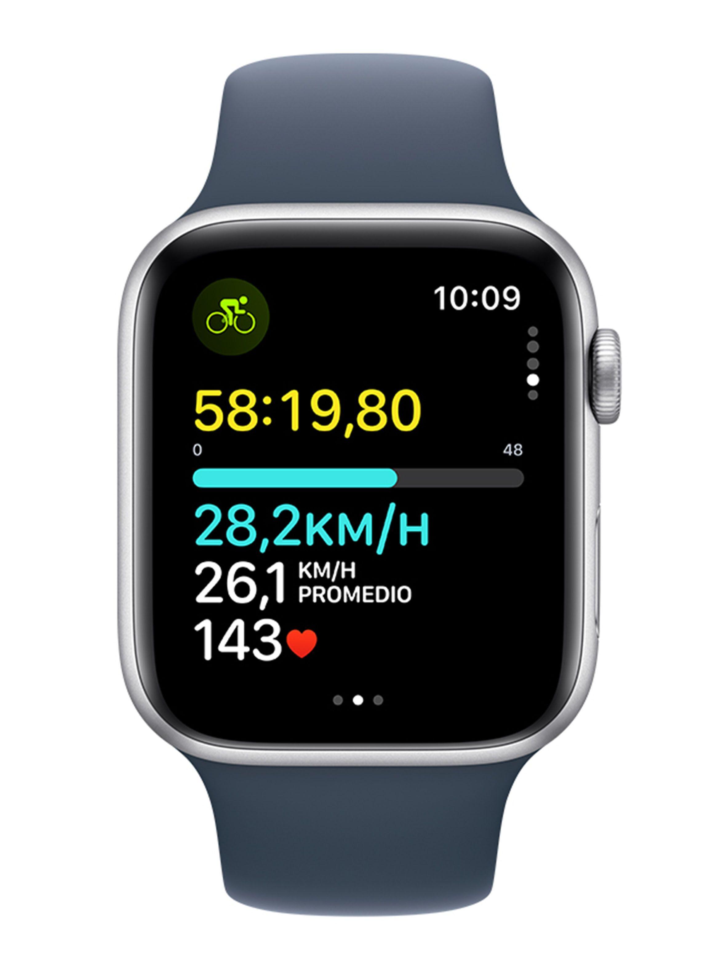 Apple Watch SE GPS 44mm Caja Aluminio Color Plata y Correa Deportiva Azul Talla M/L-5