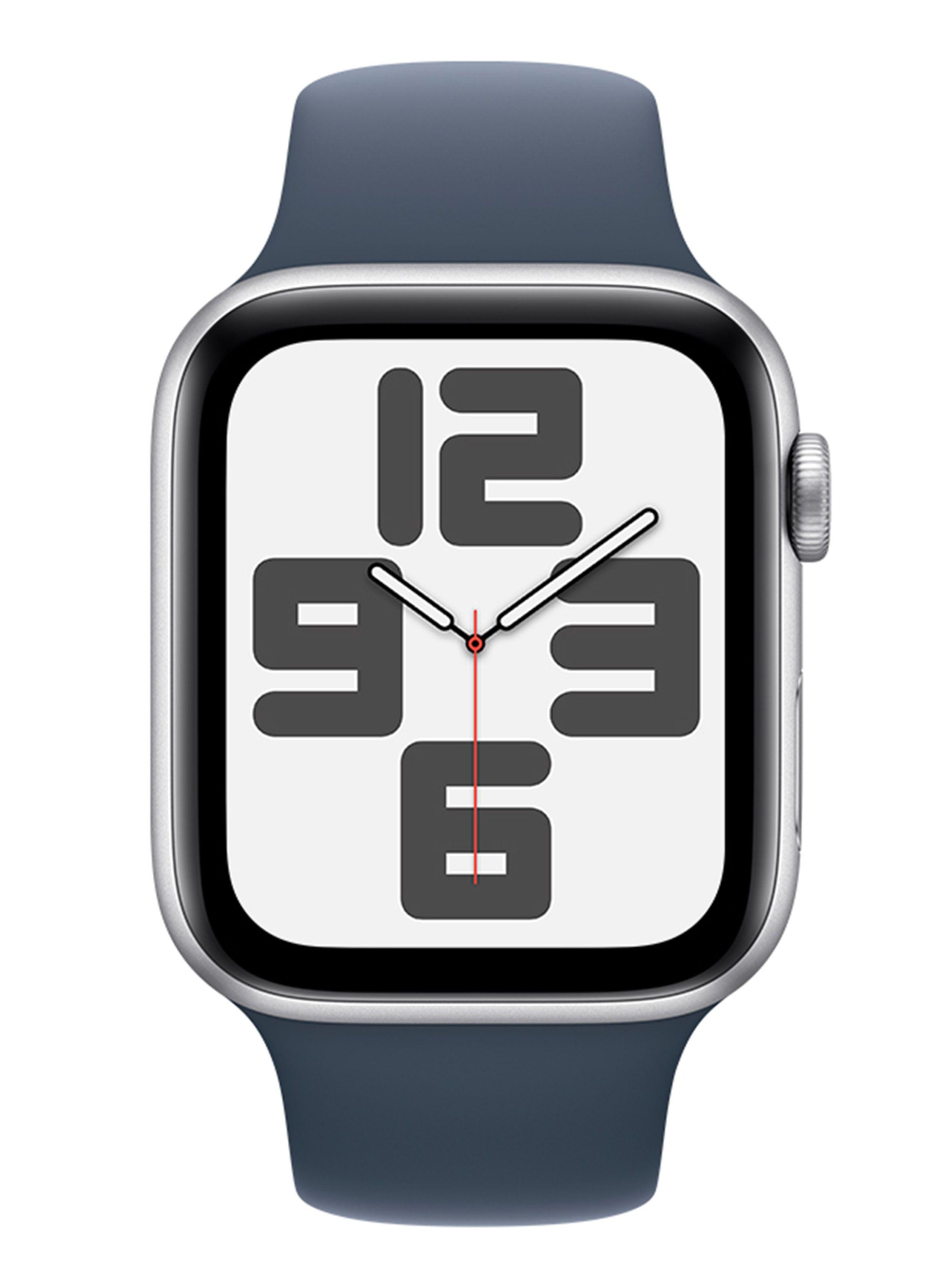 Apple Watch SE GPS 44mm Caja Aluminio Color Plata y Correa Deportiva Azul Talla M/L-1