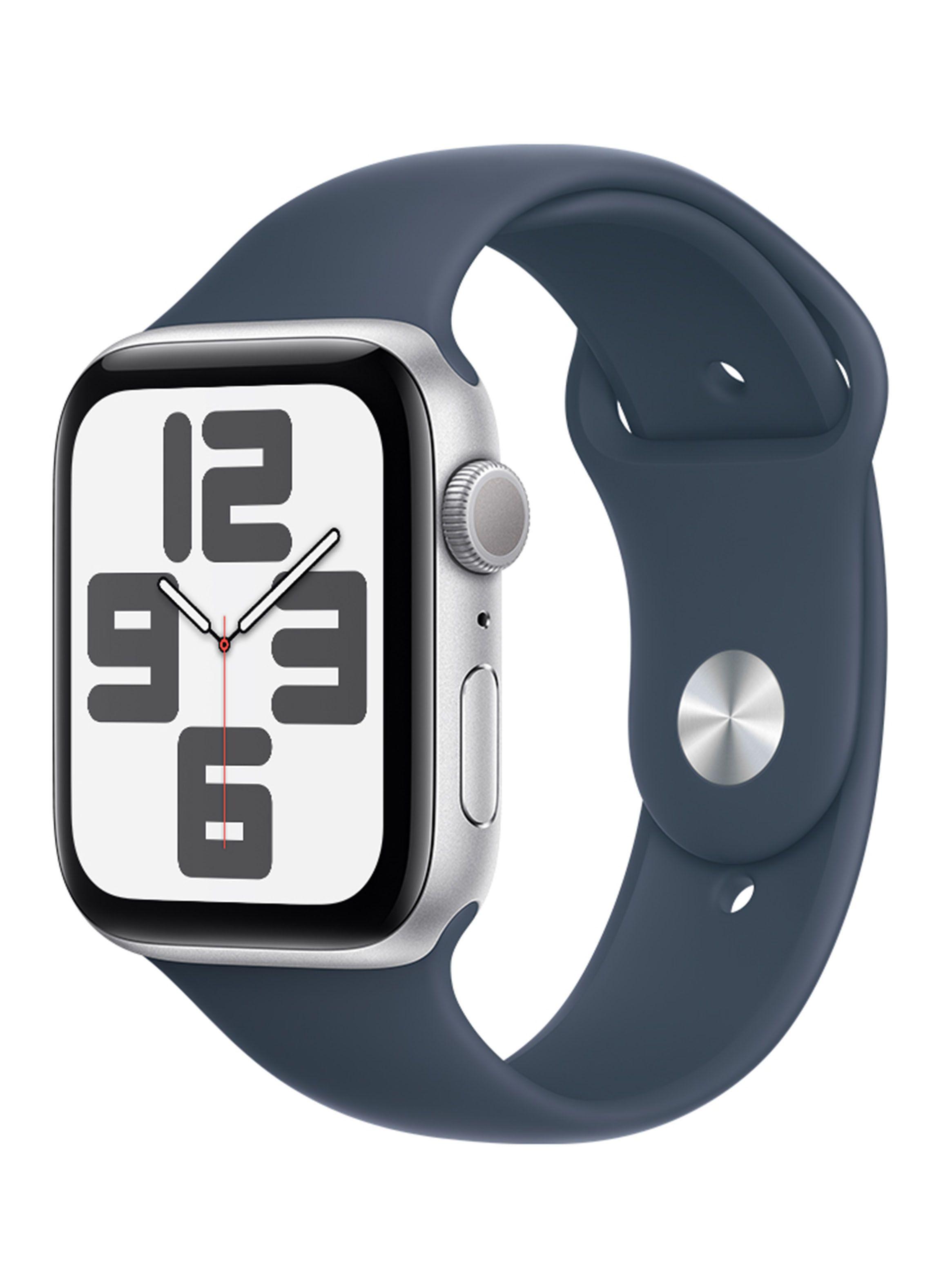 Apple Watch SE GPS 44mm Caja Aluminio Color Plata y Correa Deportiva Azul Talla M/L-0