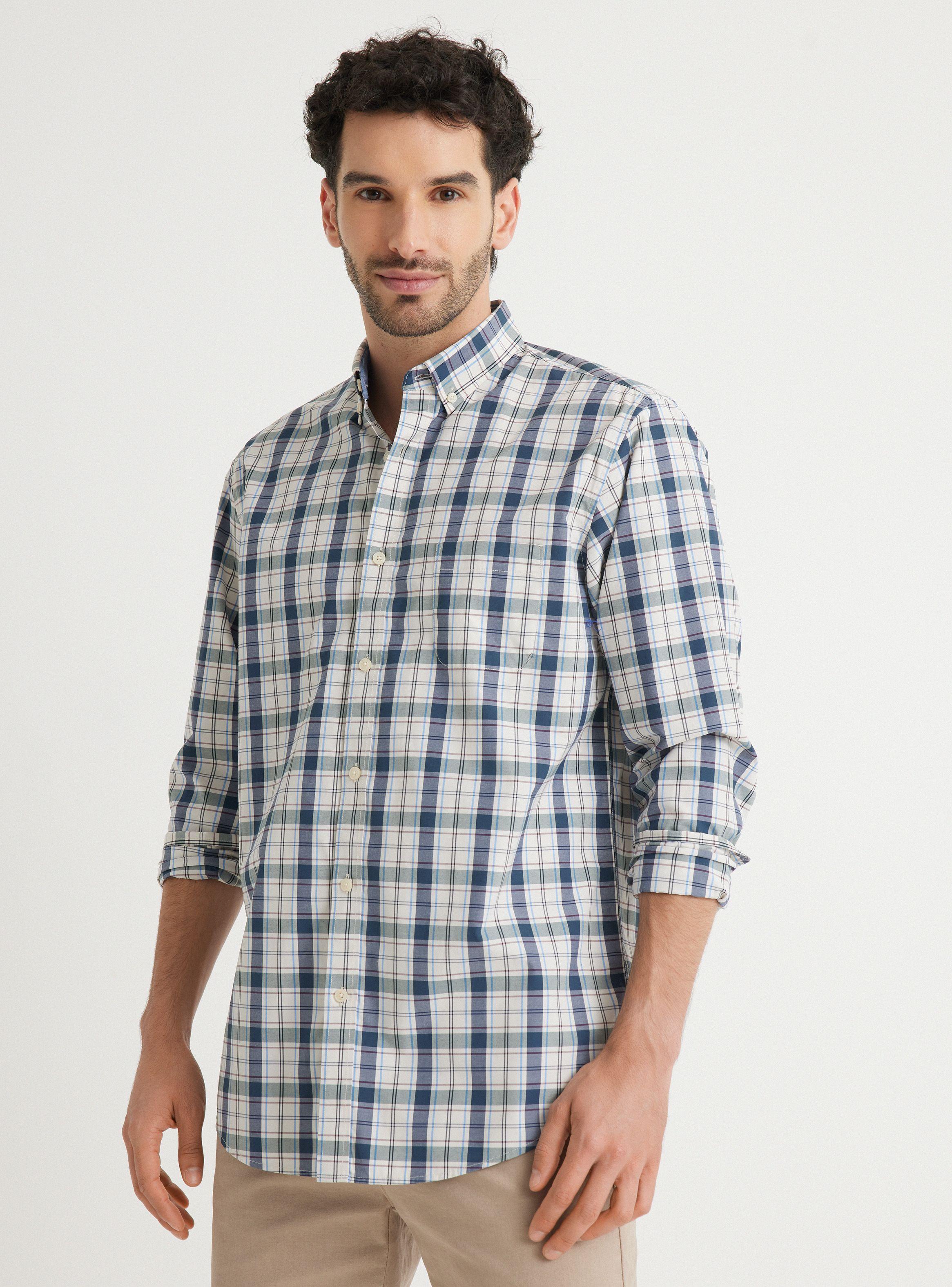 Camisa de Vestir Poplin Cuadros Regular Fit-0
