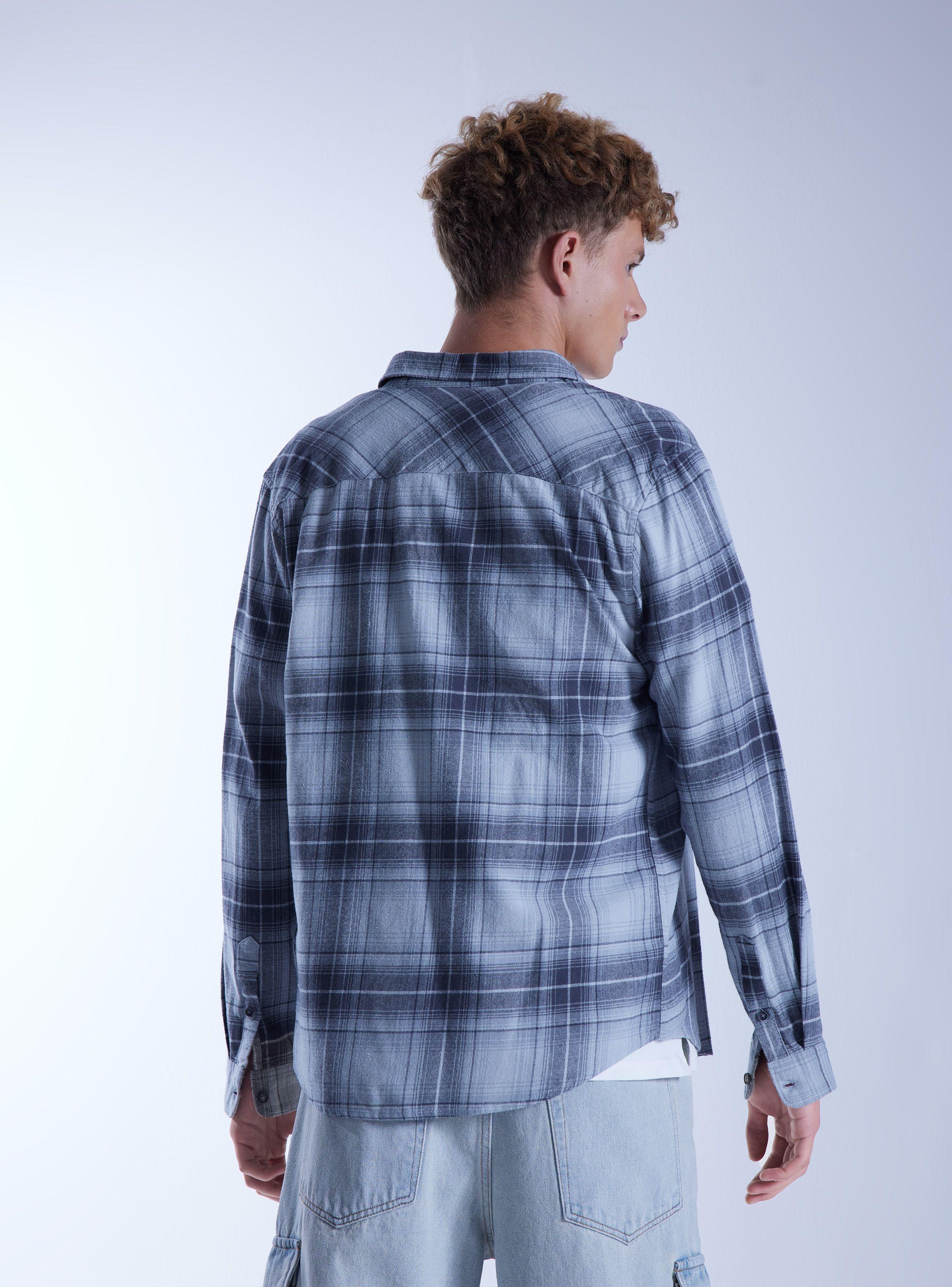 Camisa de Vestir Franela Grunge Deslavada-1