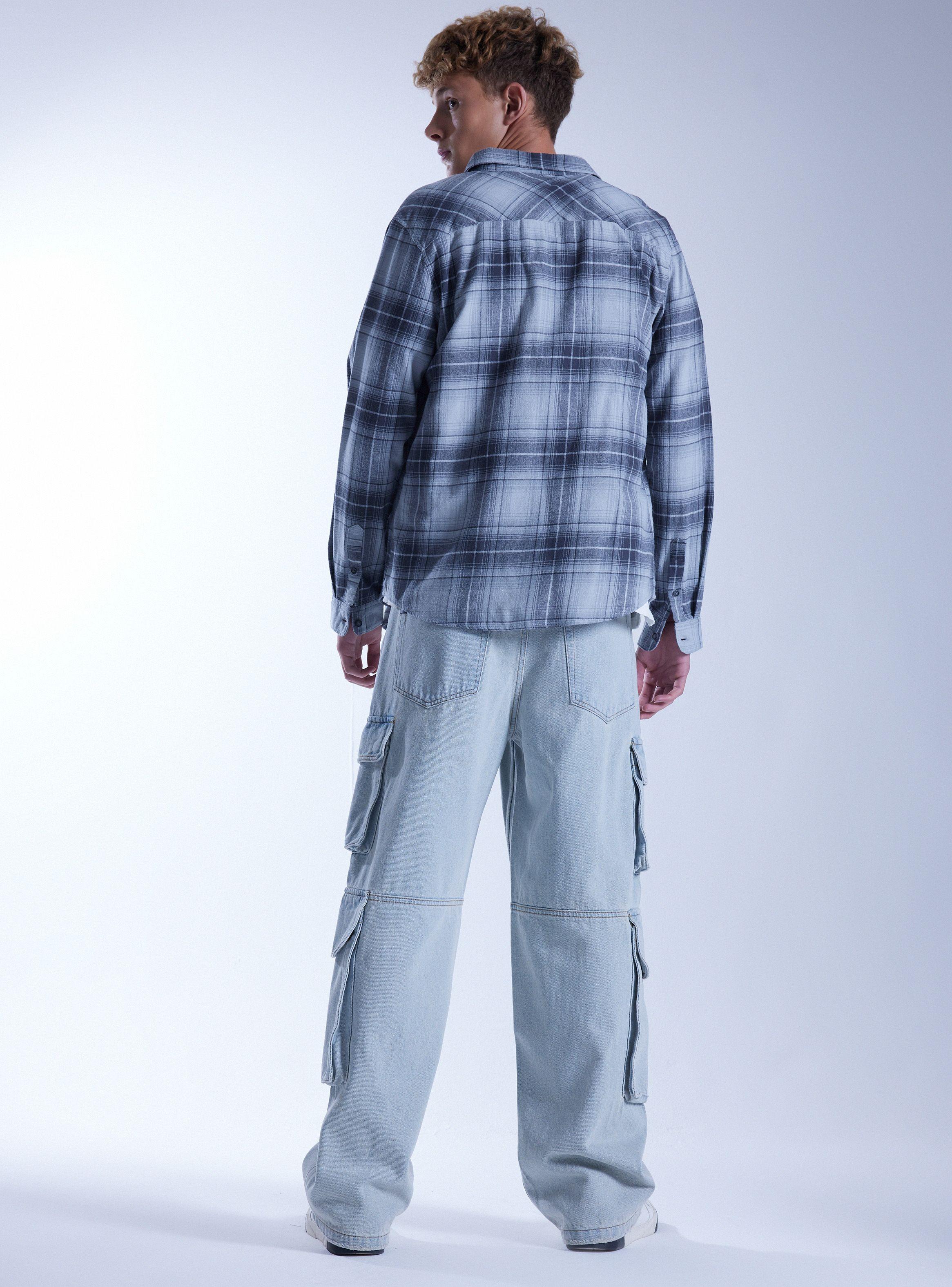 Camisa de Vestir Franela Grunge Deslavada-5