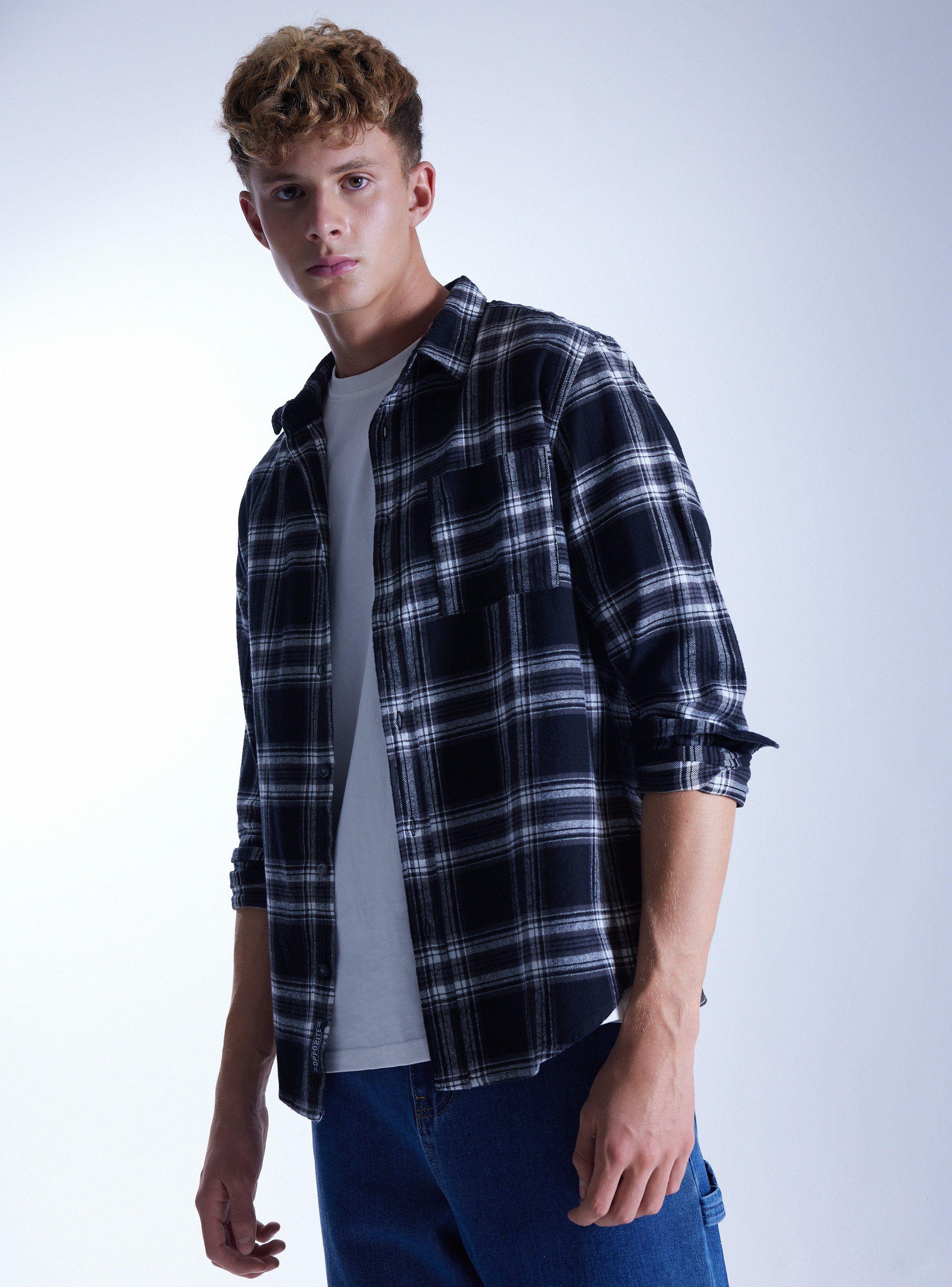 Camisa de Vestir Franela Grunge Deslavada-0