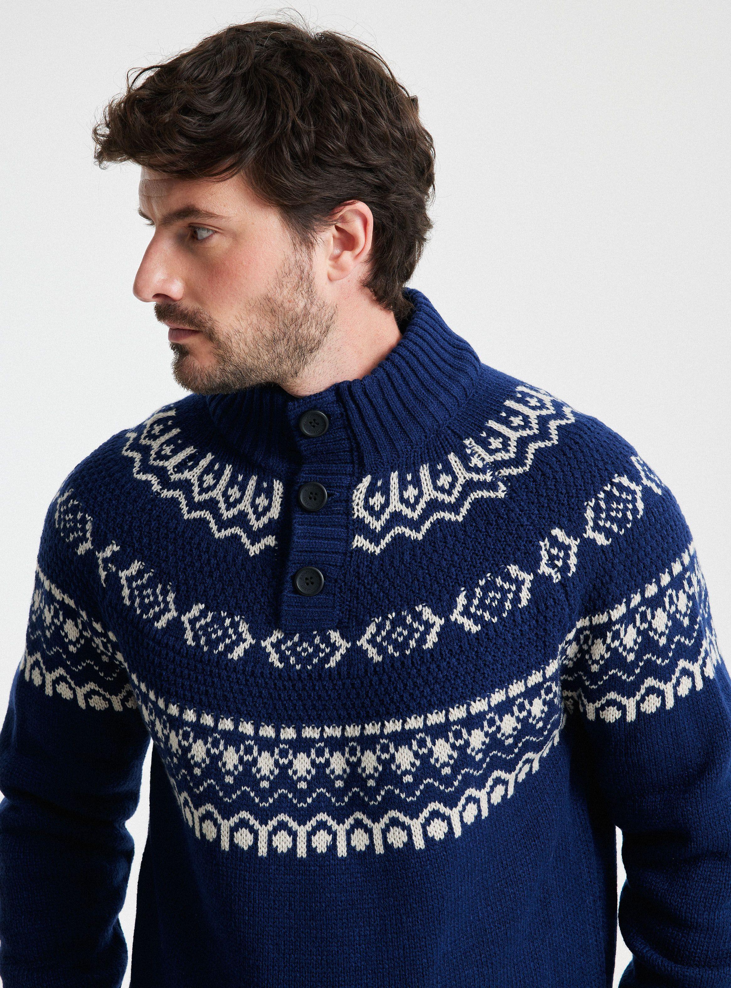 Sweater Half Button Jacquard-2