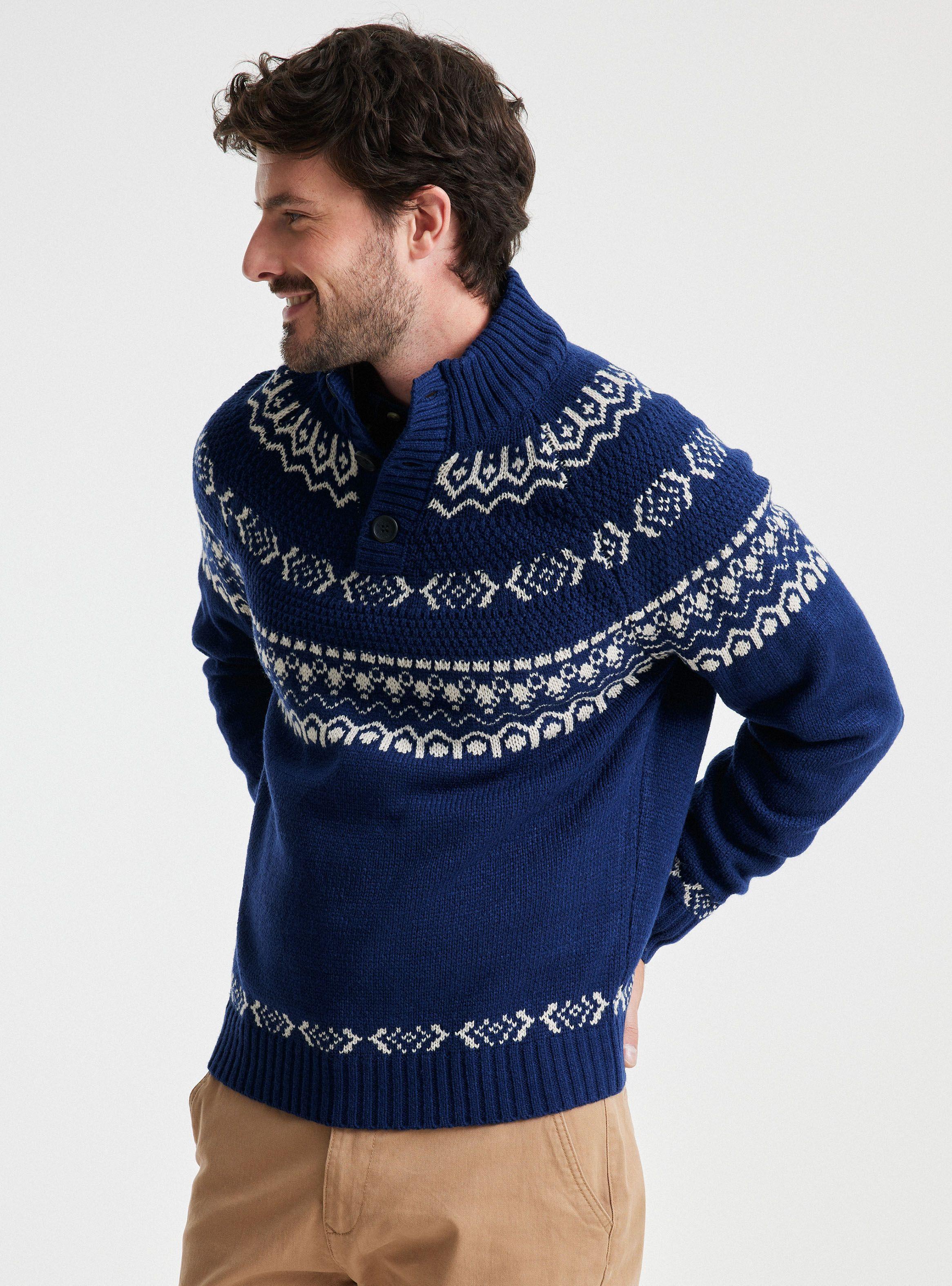 Sweater Half Button Jacquard-0