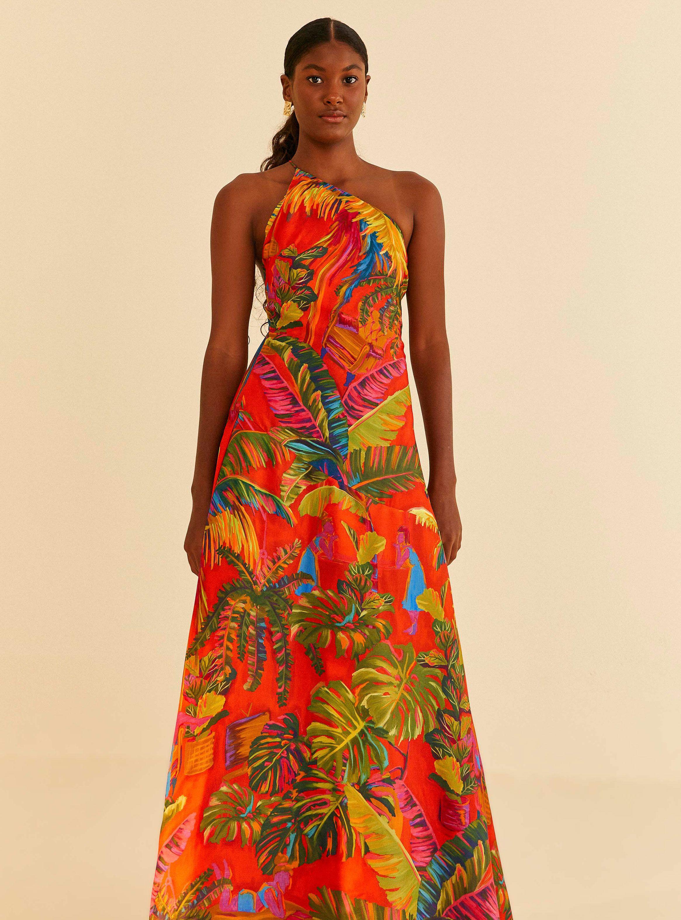 Vestido Un Hombro Tropical-0