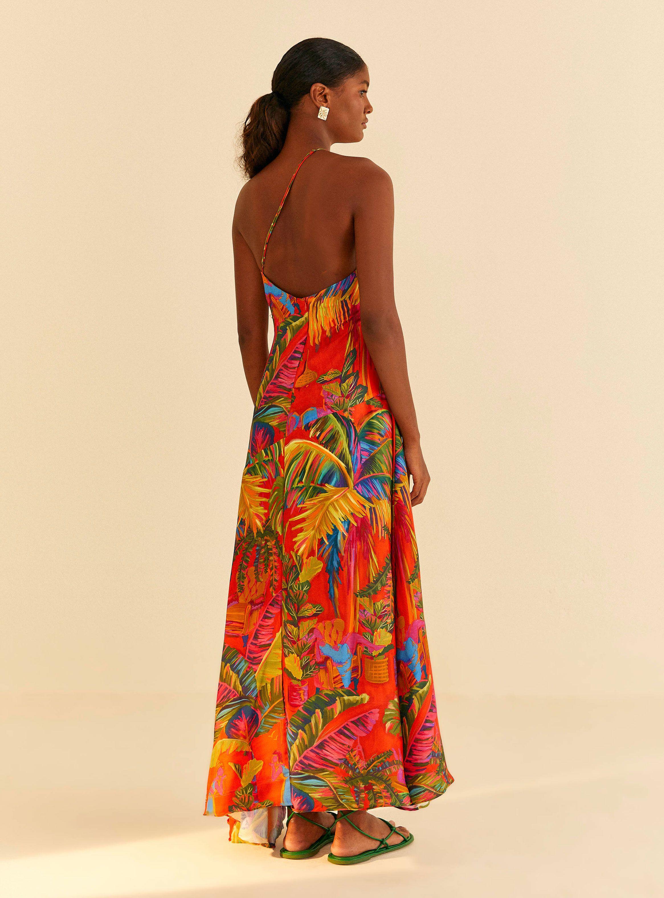 Vestido Un Hombro Tropical-1