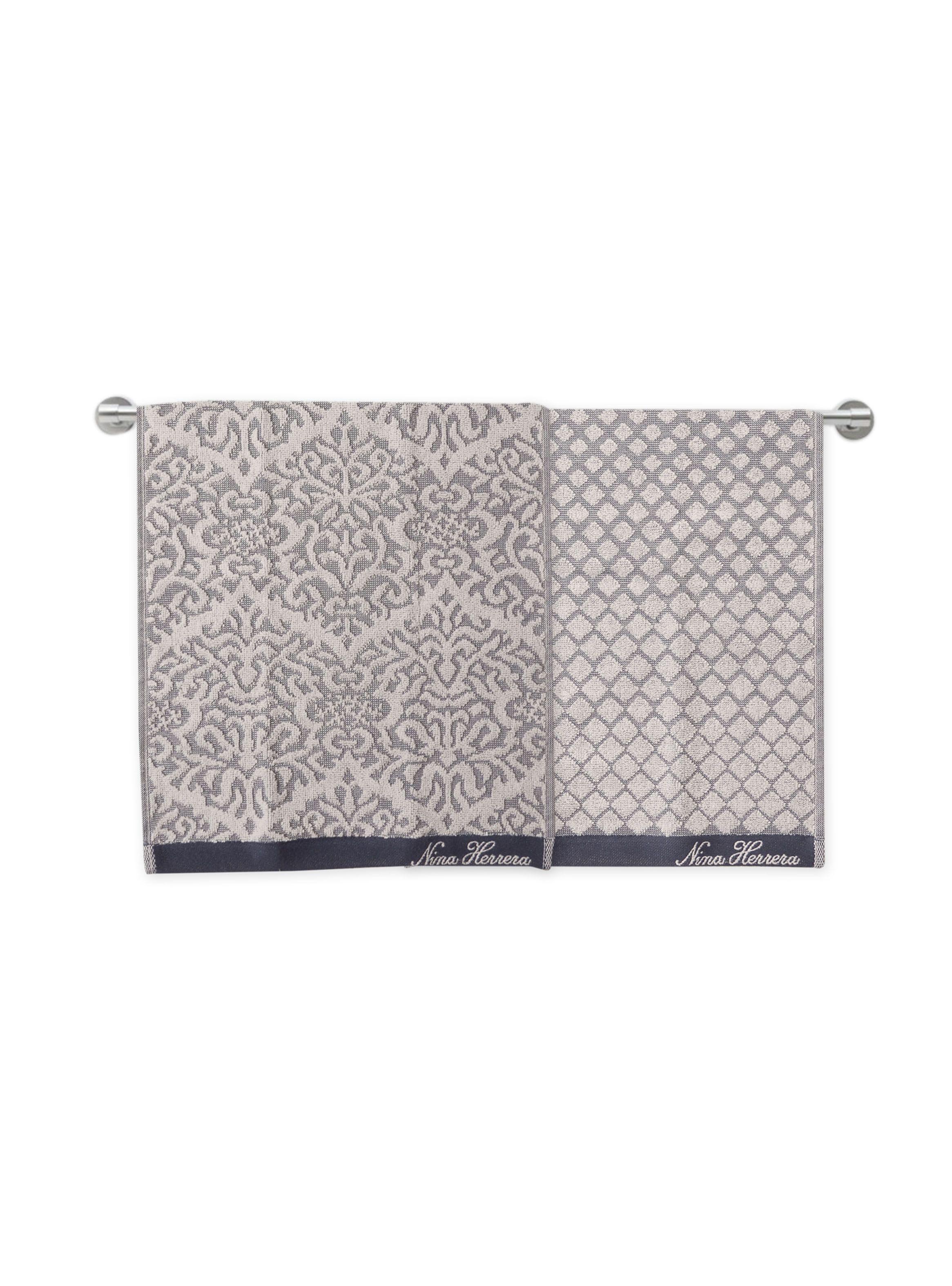 Set Nina Herrera 2 Toallas Visita 30 x 50 cm Granada Azul-1