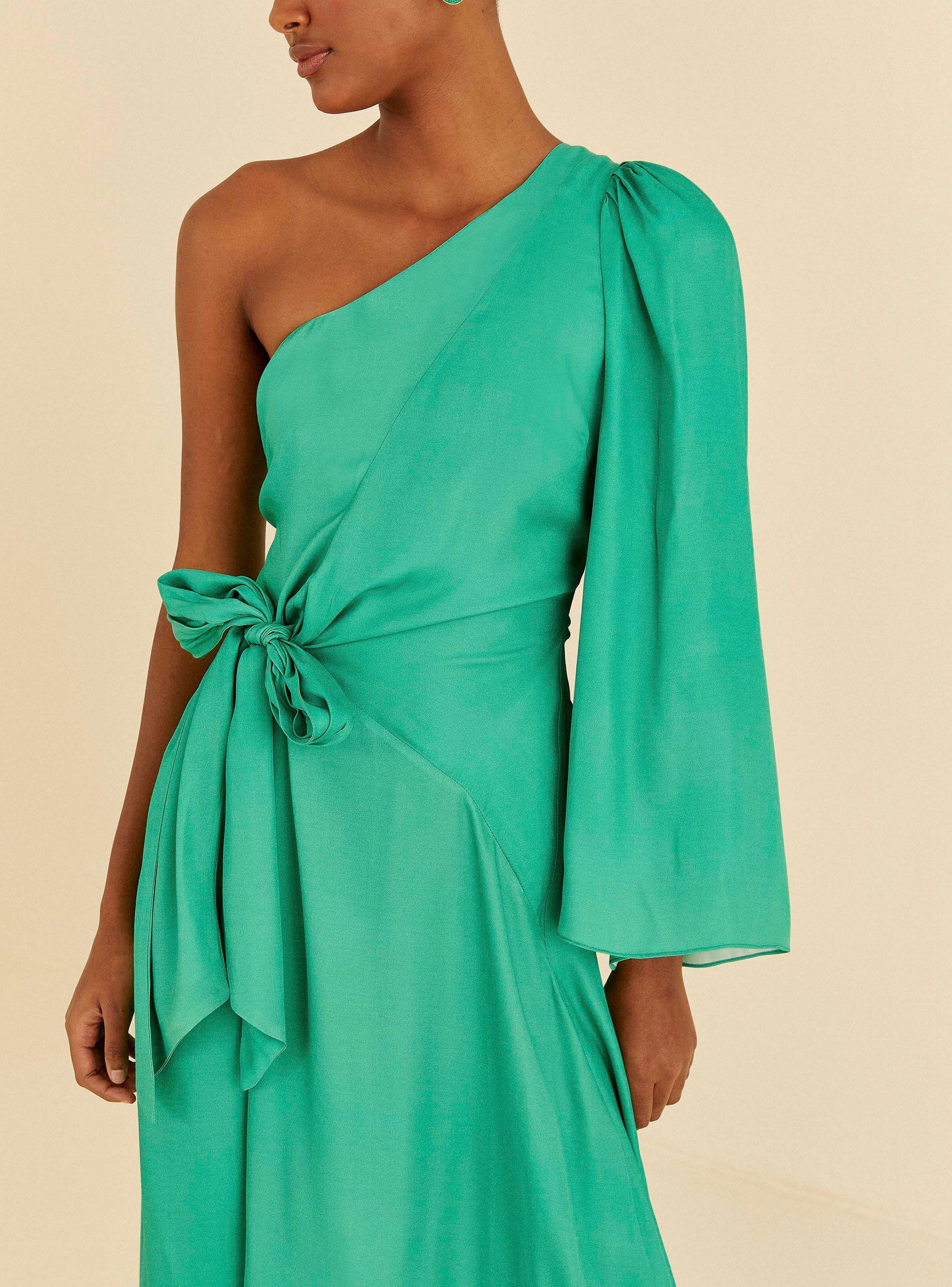 Vestido Una Manga Con Lazo Al Costado-0