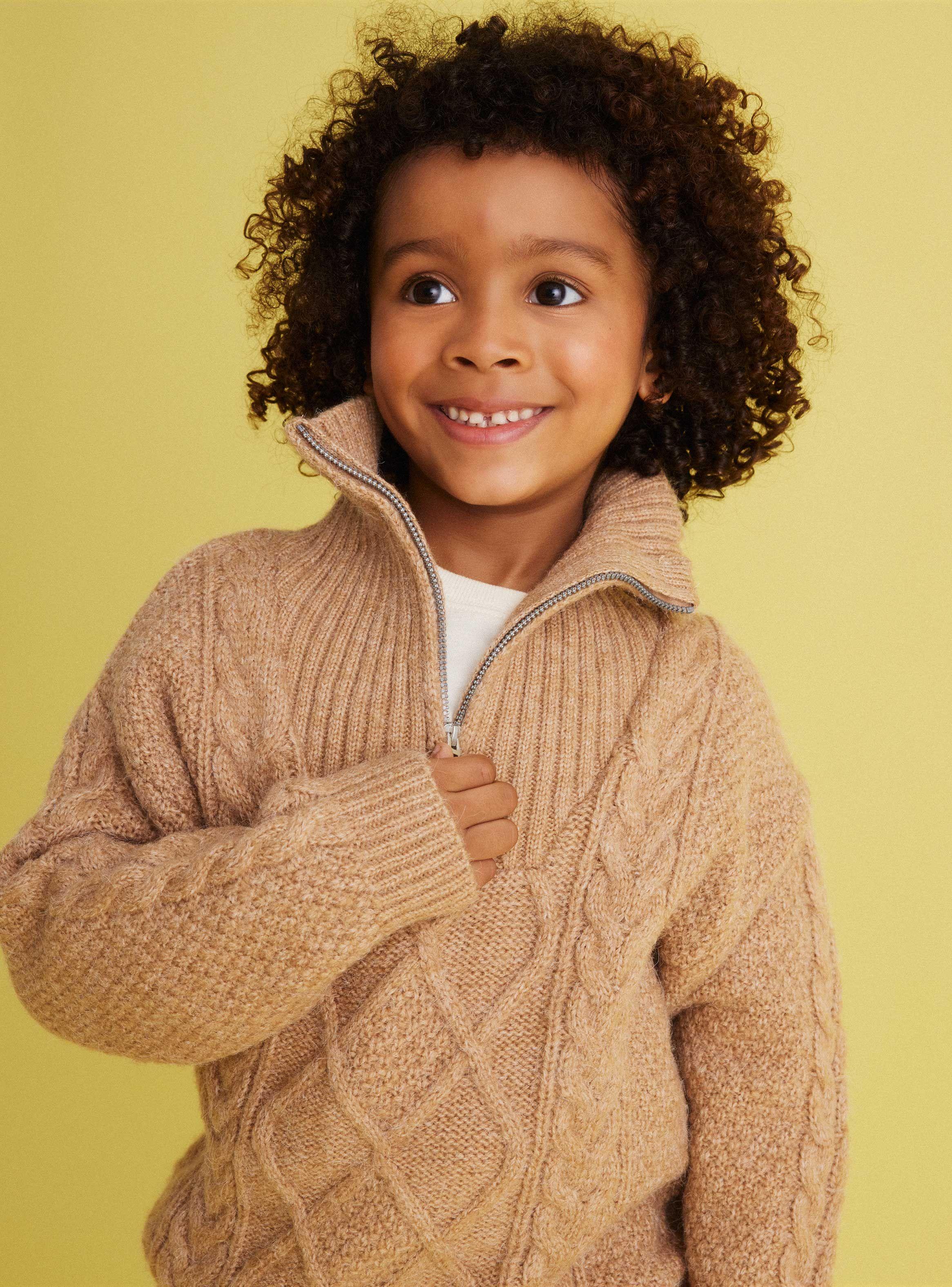 Sweater Trenzado Cuello Alto Con Cierre-1