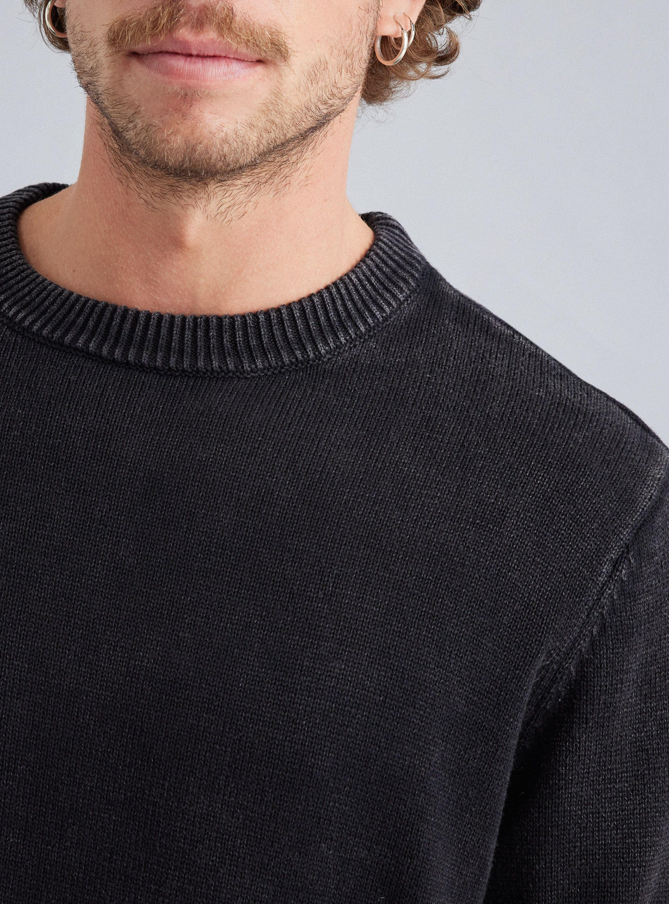 Sweater Liso Lavado Cuello Redondo Acid Wash-2