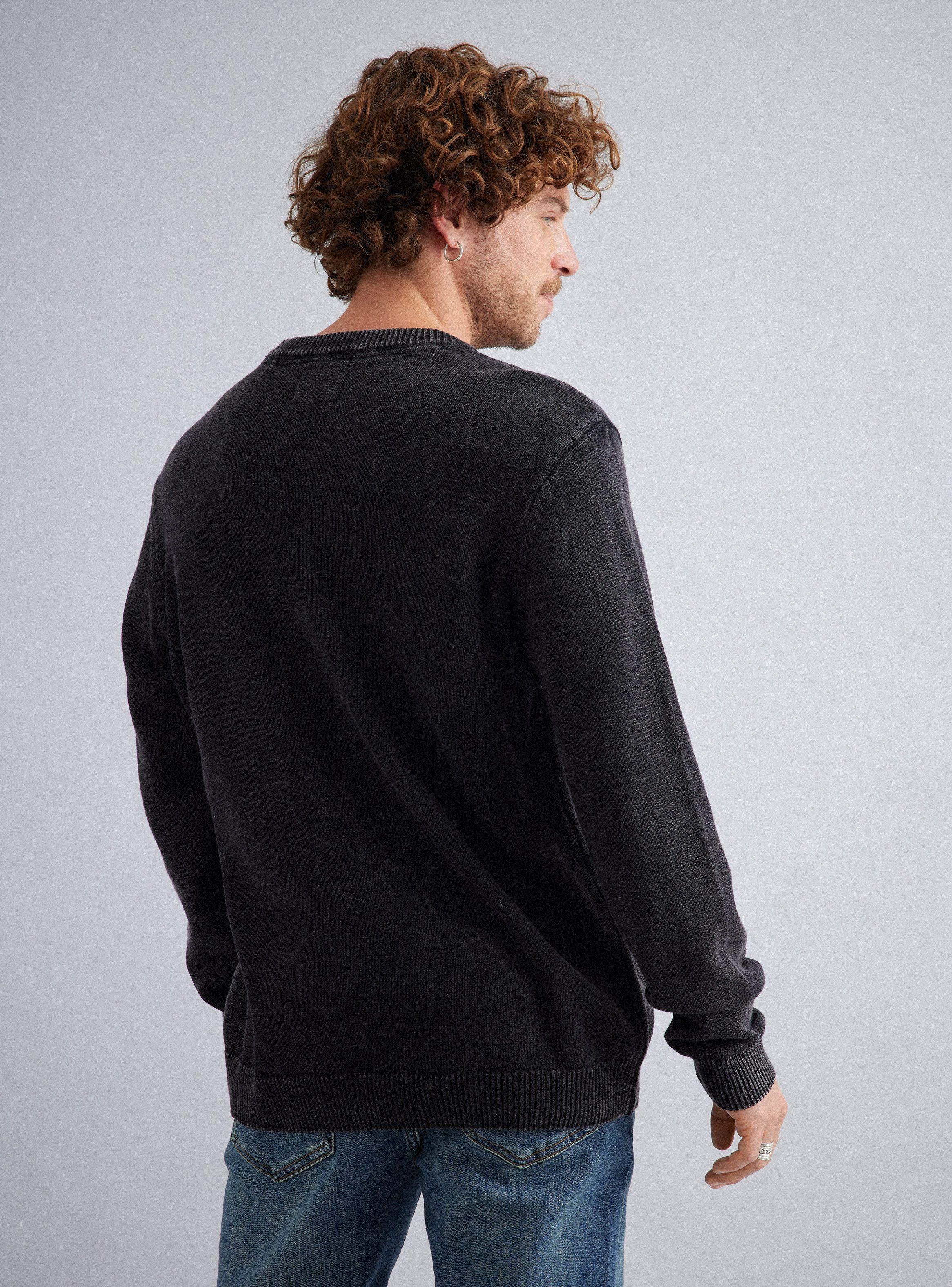 Sweater Liso Lavado Cuello Redondo Acid Wash-1