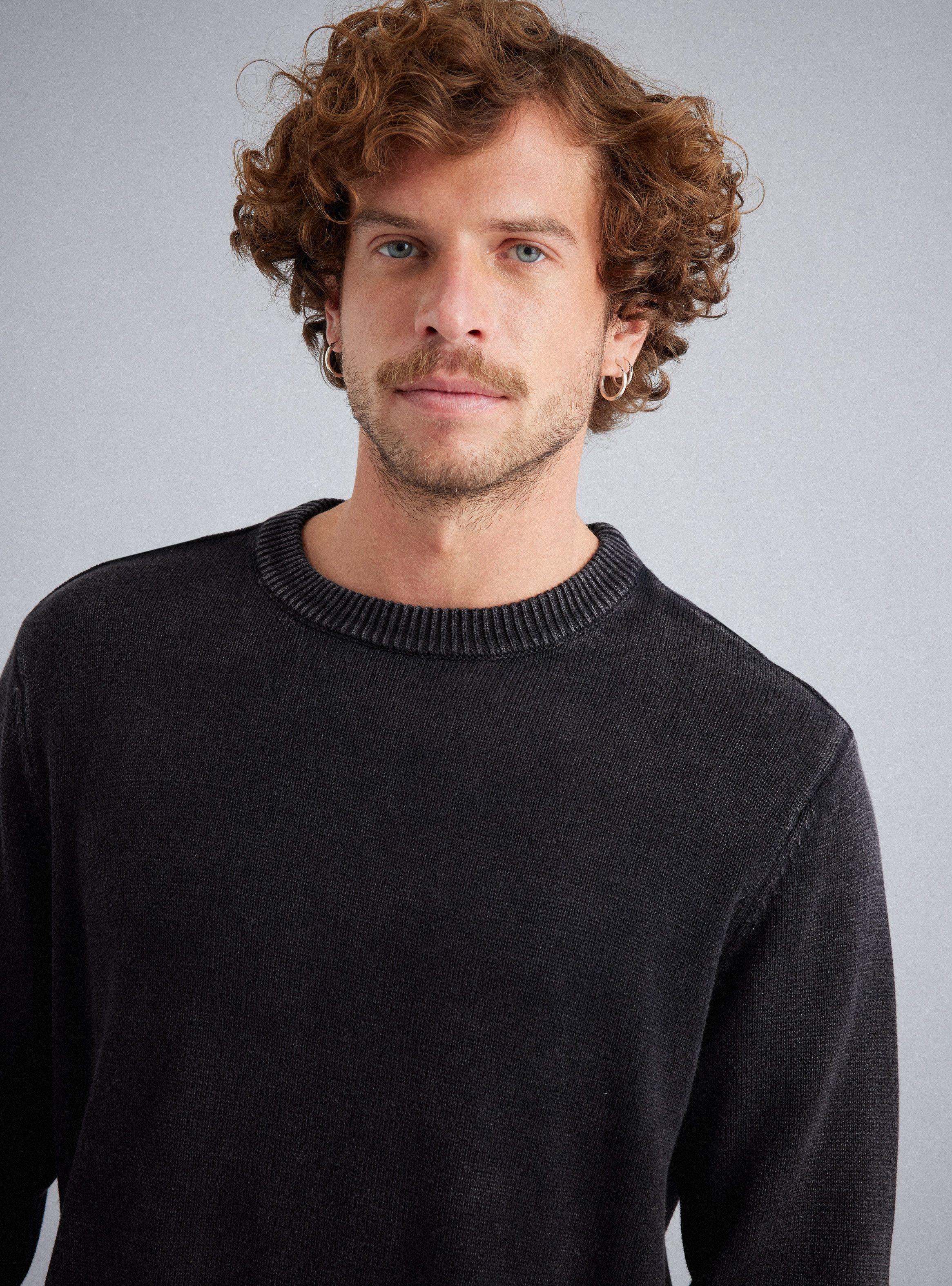 Sweater Liso Lavado Cuello Redondo Acid Wash-3