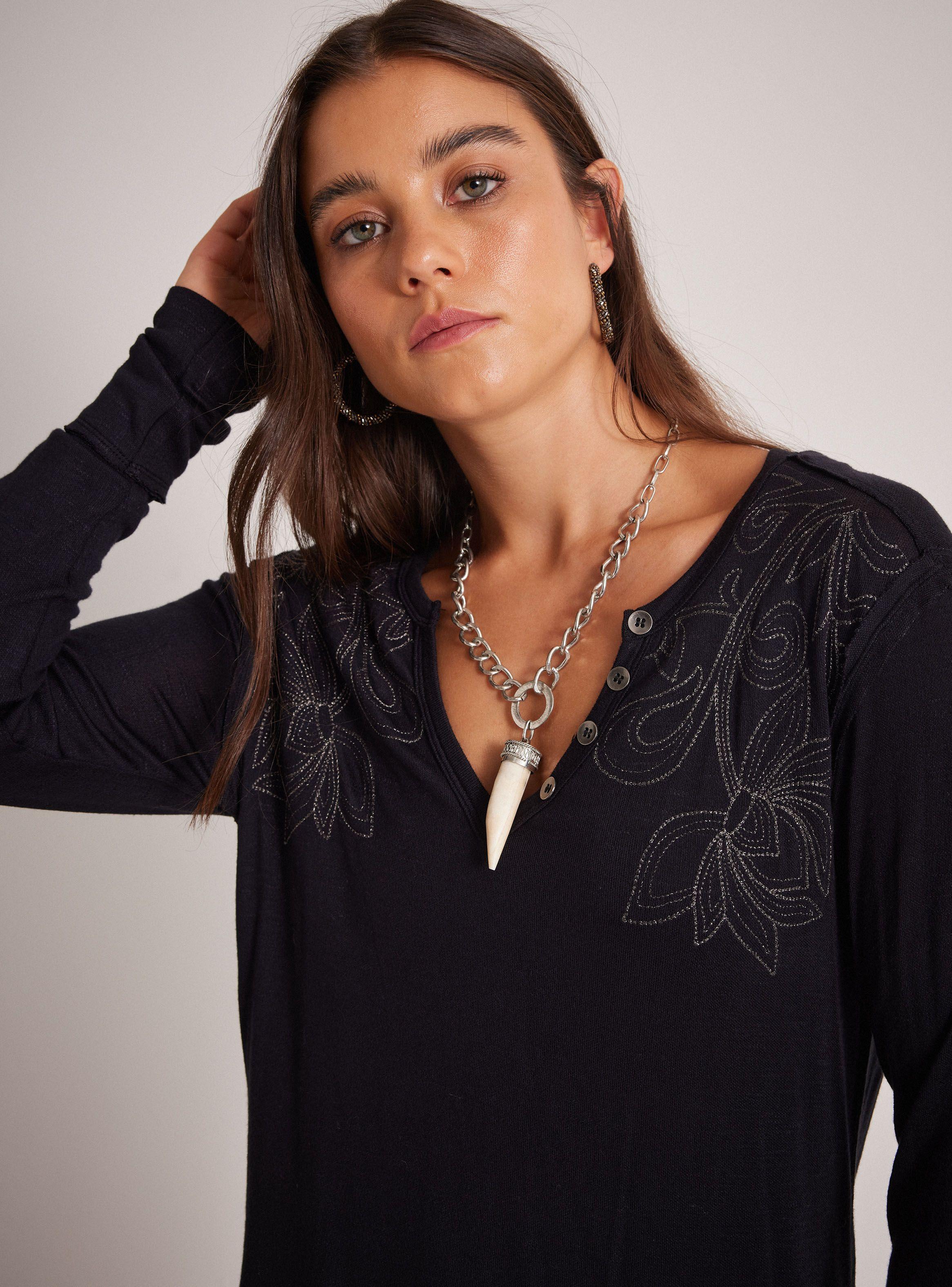 Polera Bordado En Hilo De Lurex-2