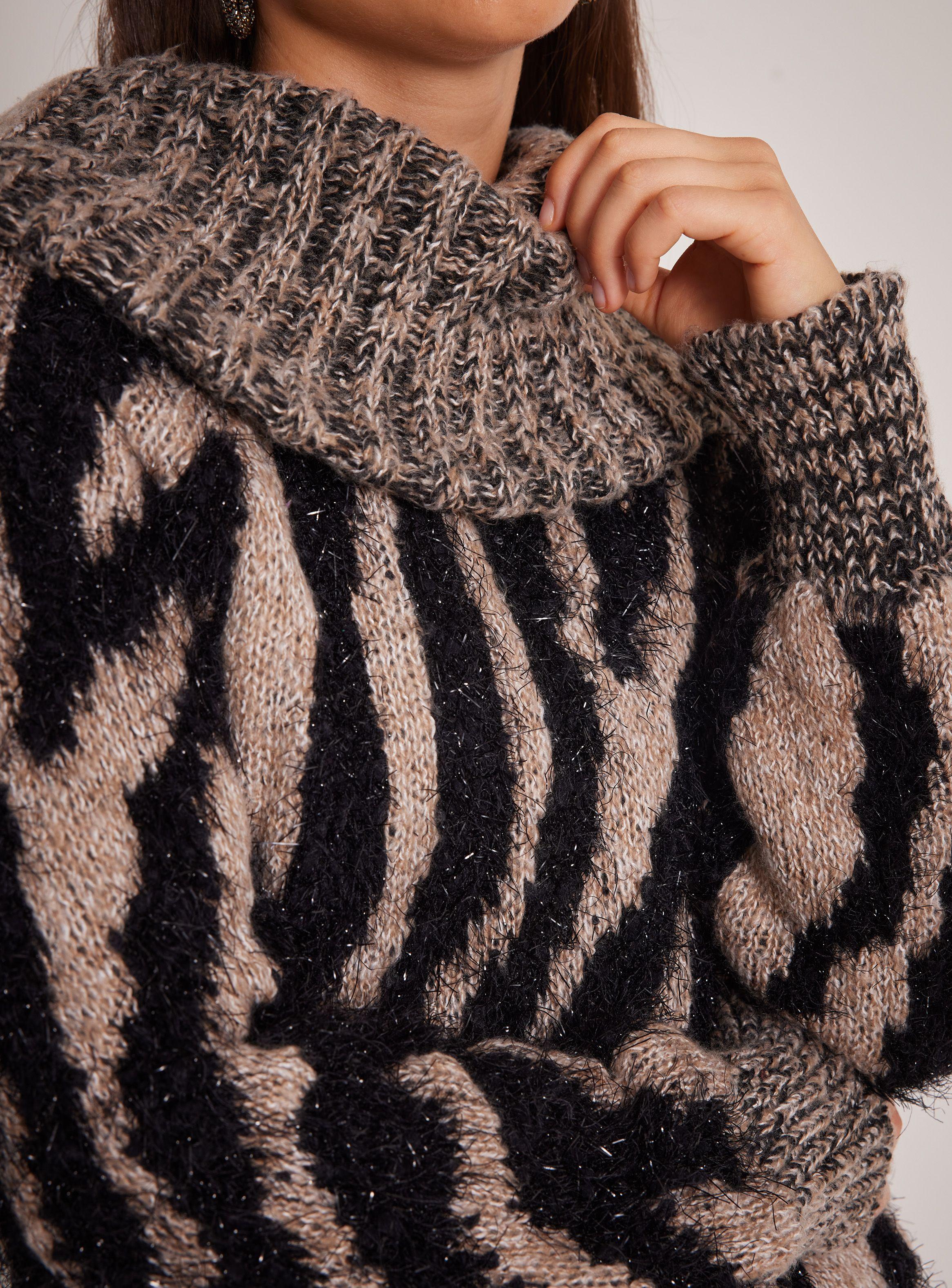 Sweater Cuello Doble y Jacquard-3