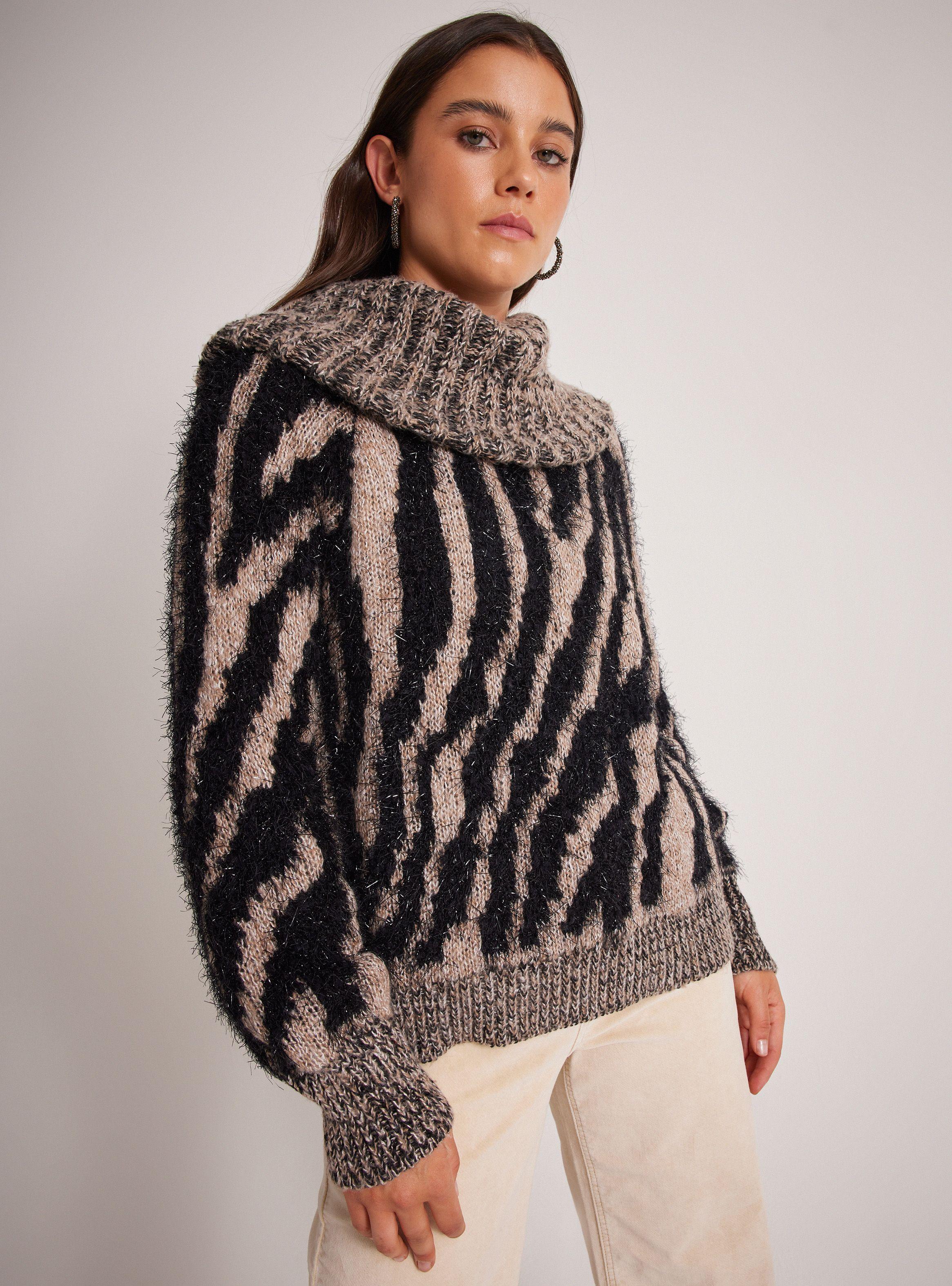 Sweater Cuello Doble y Jacquard-0