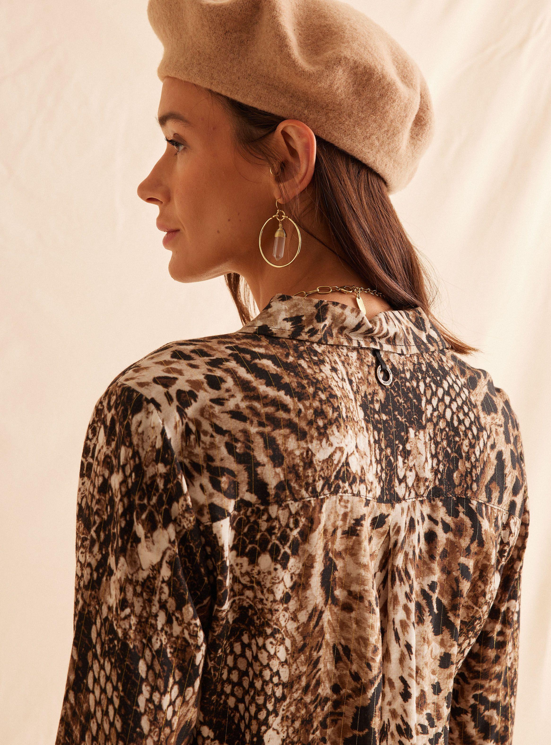 Blusa Cuello Camisero Estampado Flo-3