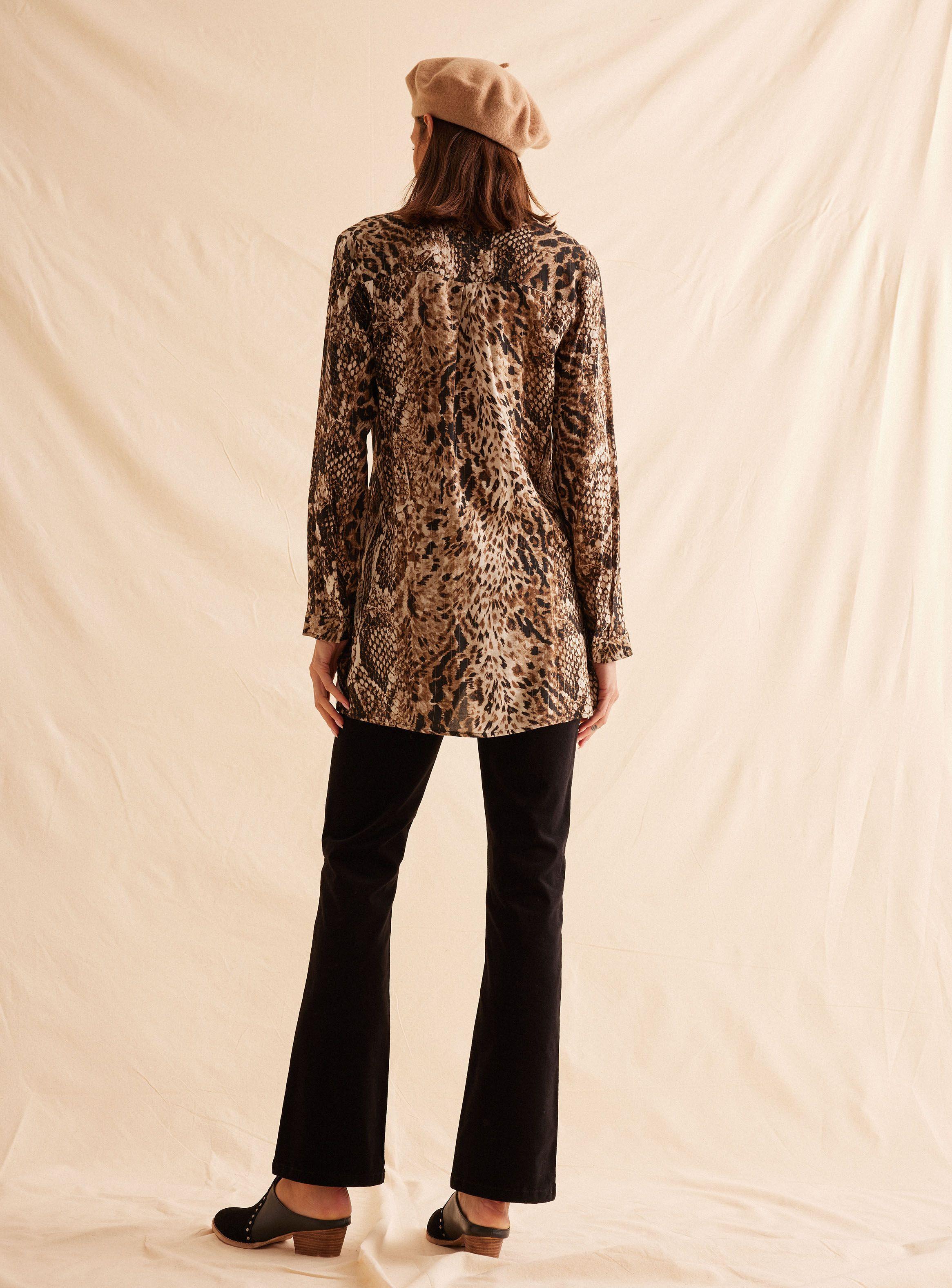 Blusa Cuello Camisero Estampado Flo-5