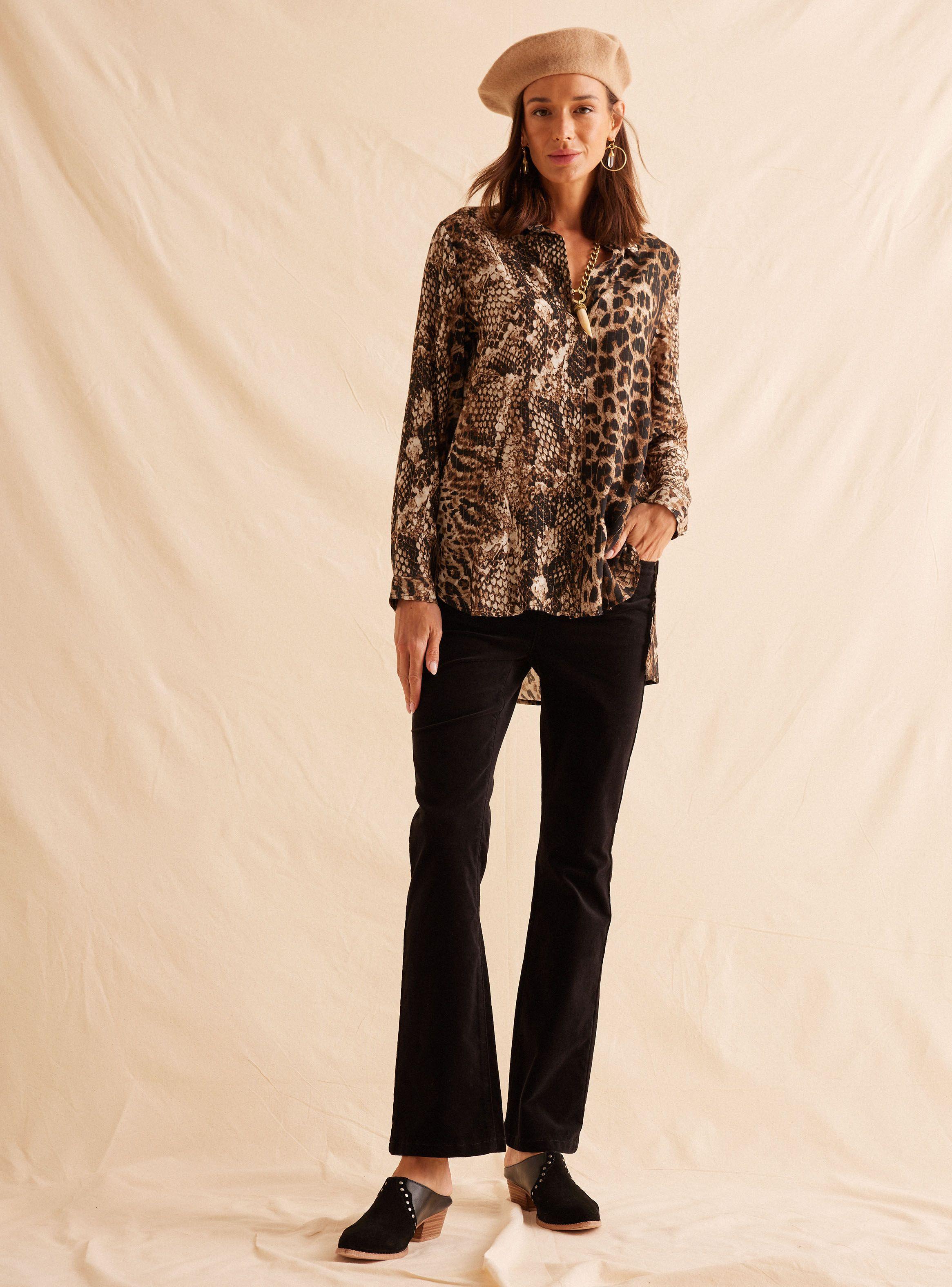 Blusa Cuello Camisero Estampado Flo-4