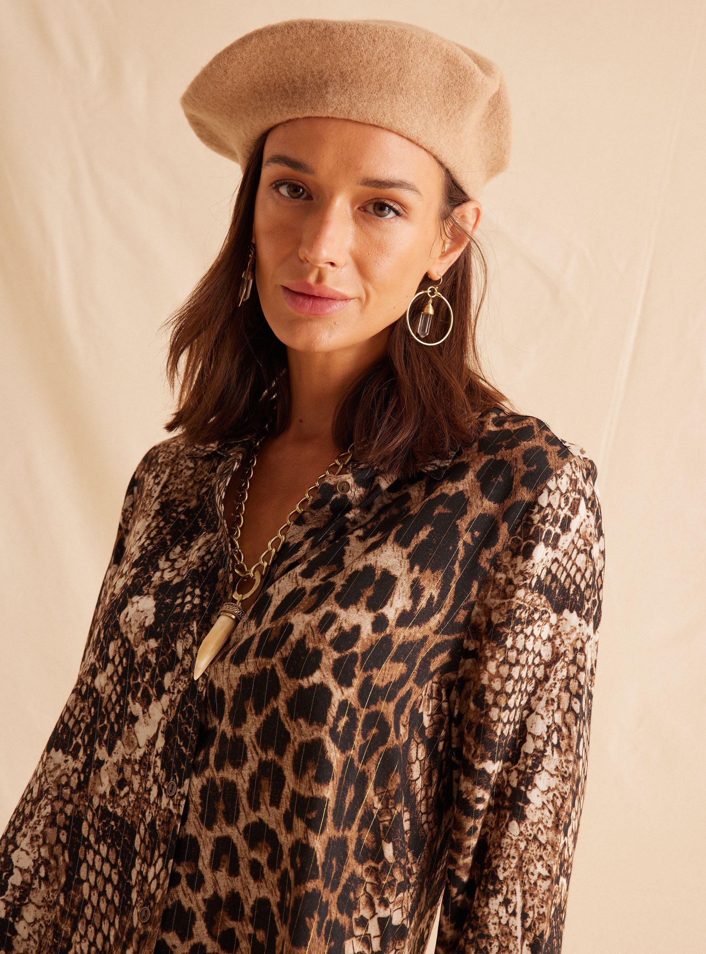 Blusa Cuello Camisero Estampado Flo-2