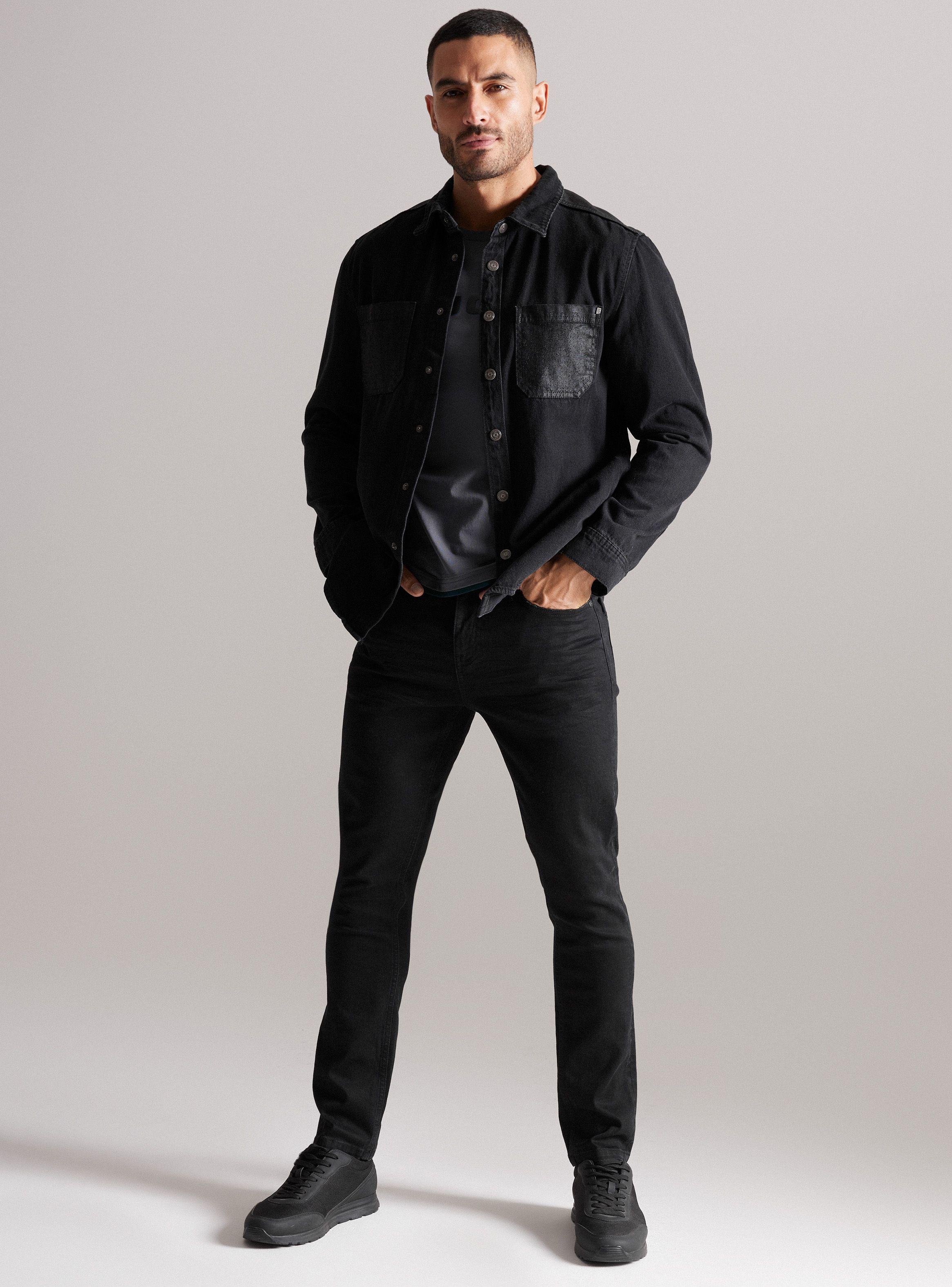 Camisa de Vestir Denim Bolsillos Canesú Engomados-4