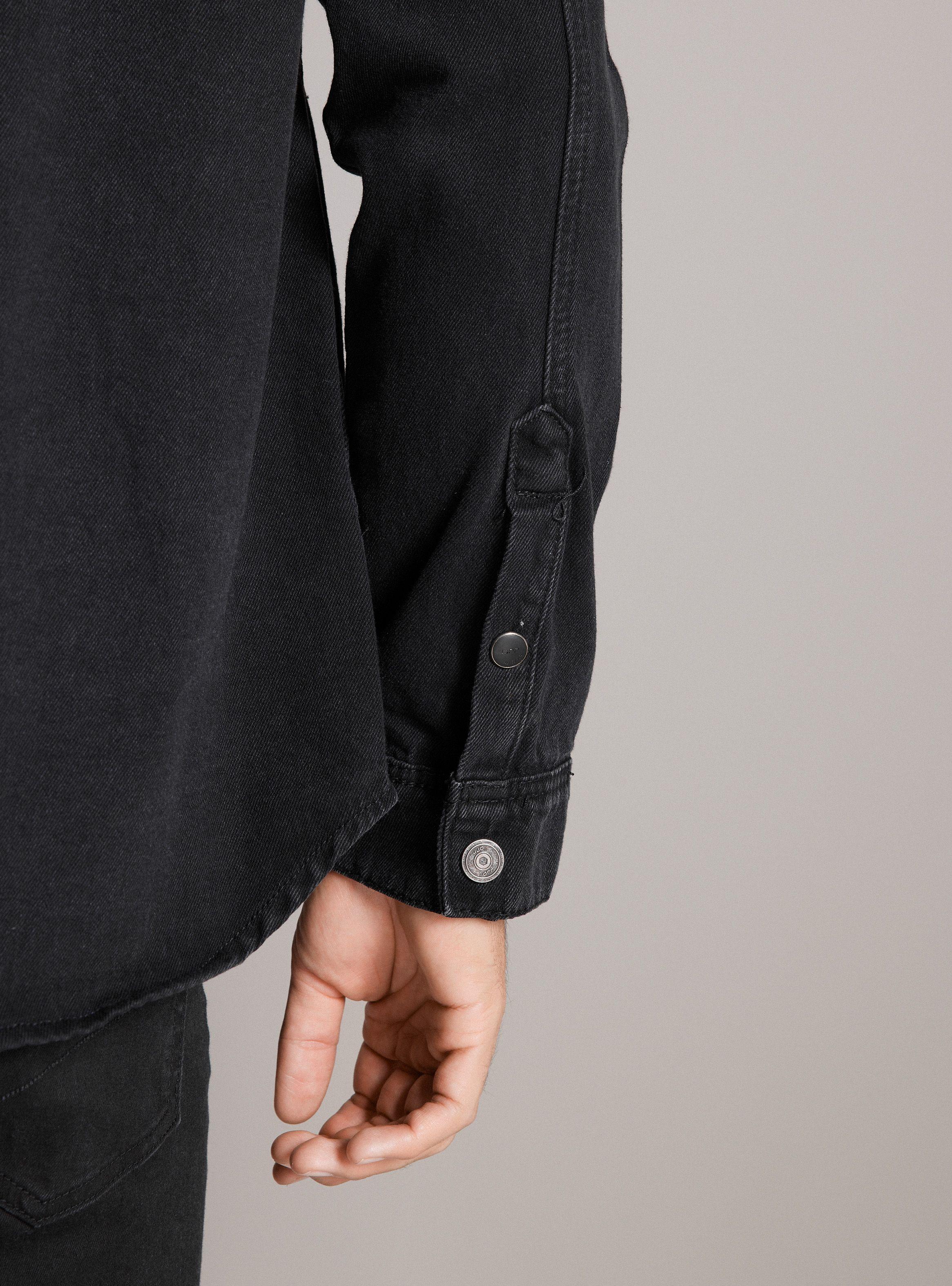 Camisa de Vestir Denim Bolsillos Canesú Engomados-3