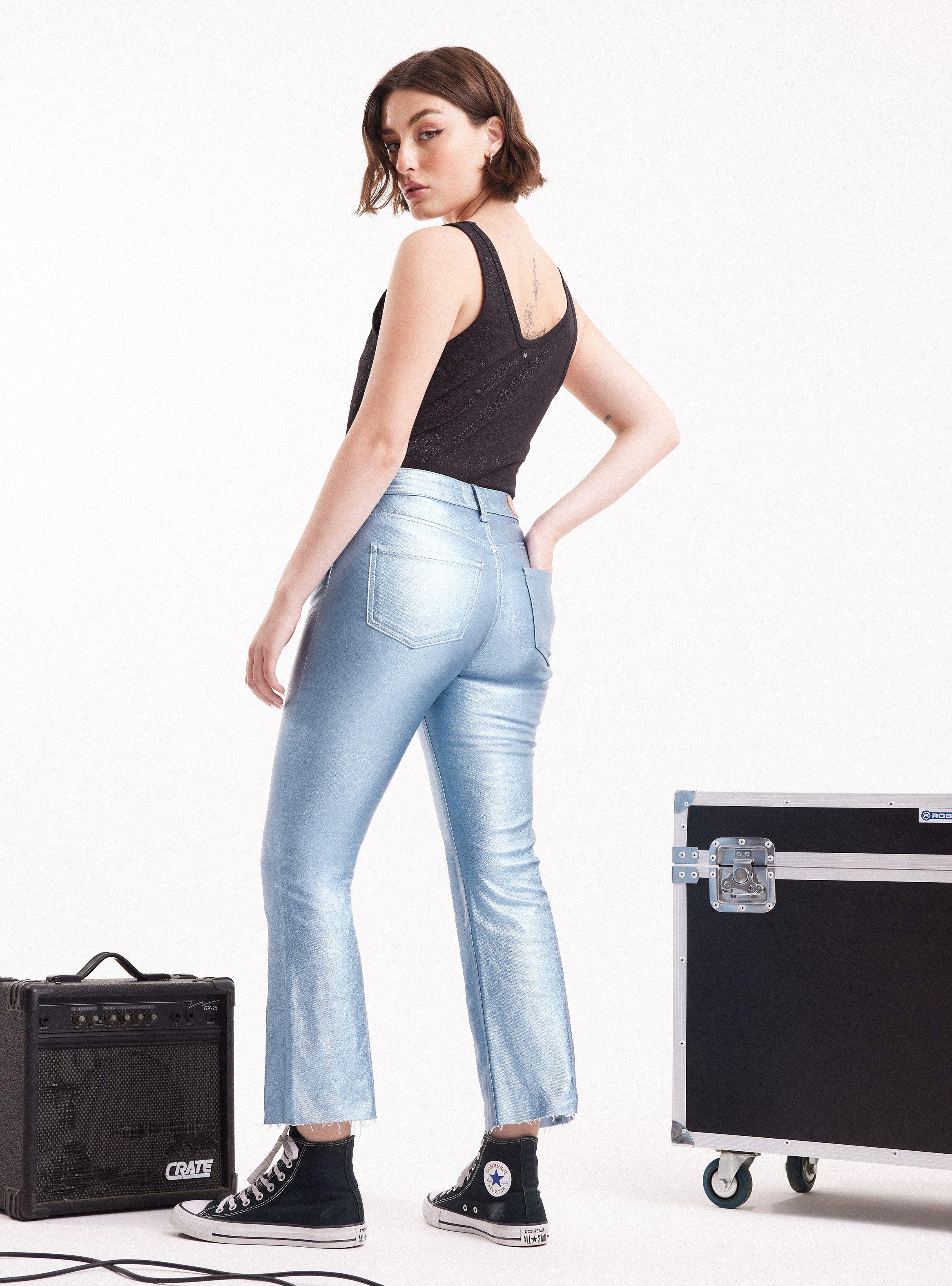 Jeans Kick Flare Metalizado-5