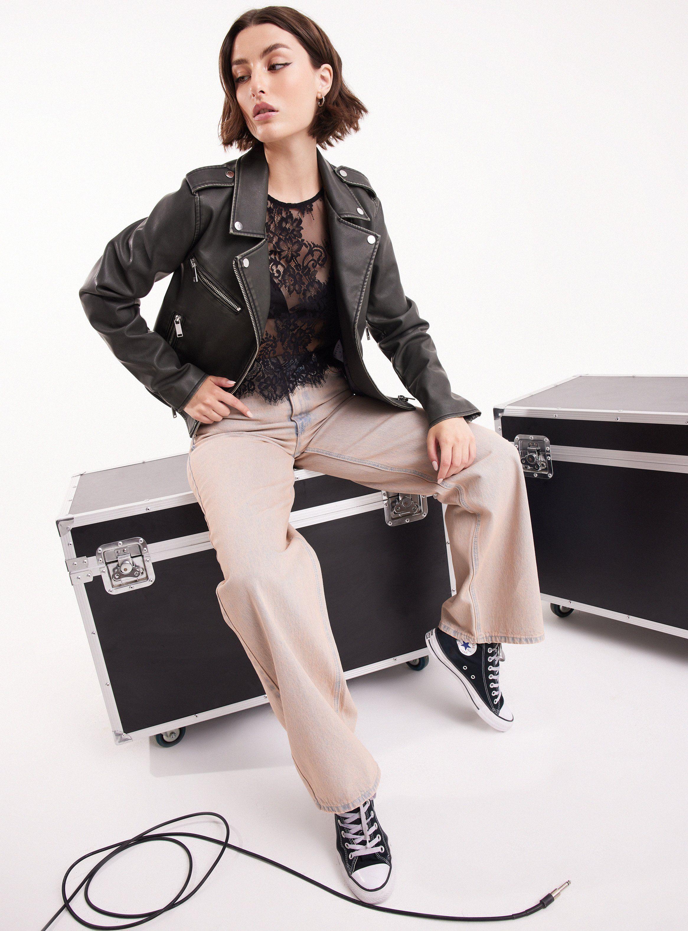 Chaqueta Biker Pu Lavada-4