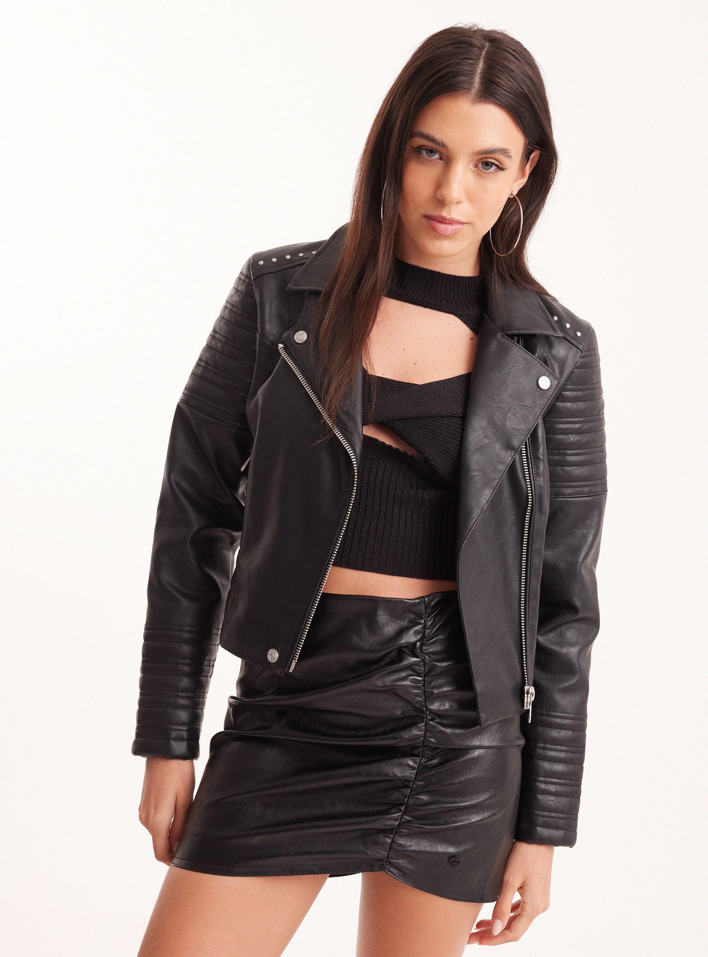 Chaqueta Biker Cierre Cruzado Pespuntes-0