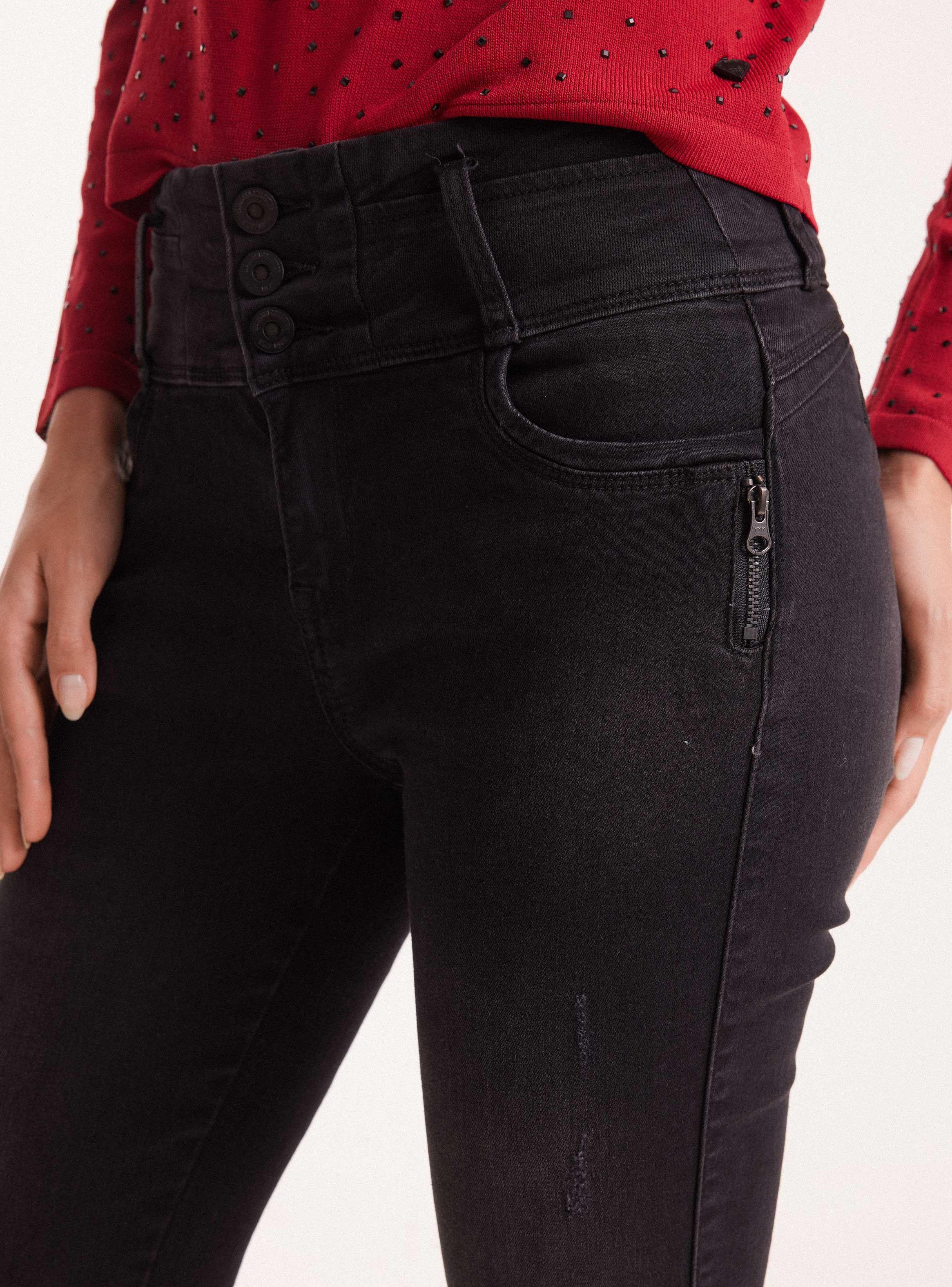 Jeans Pretina Ancha Bolsillo Trasero Ojal-2
