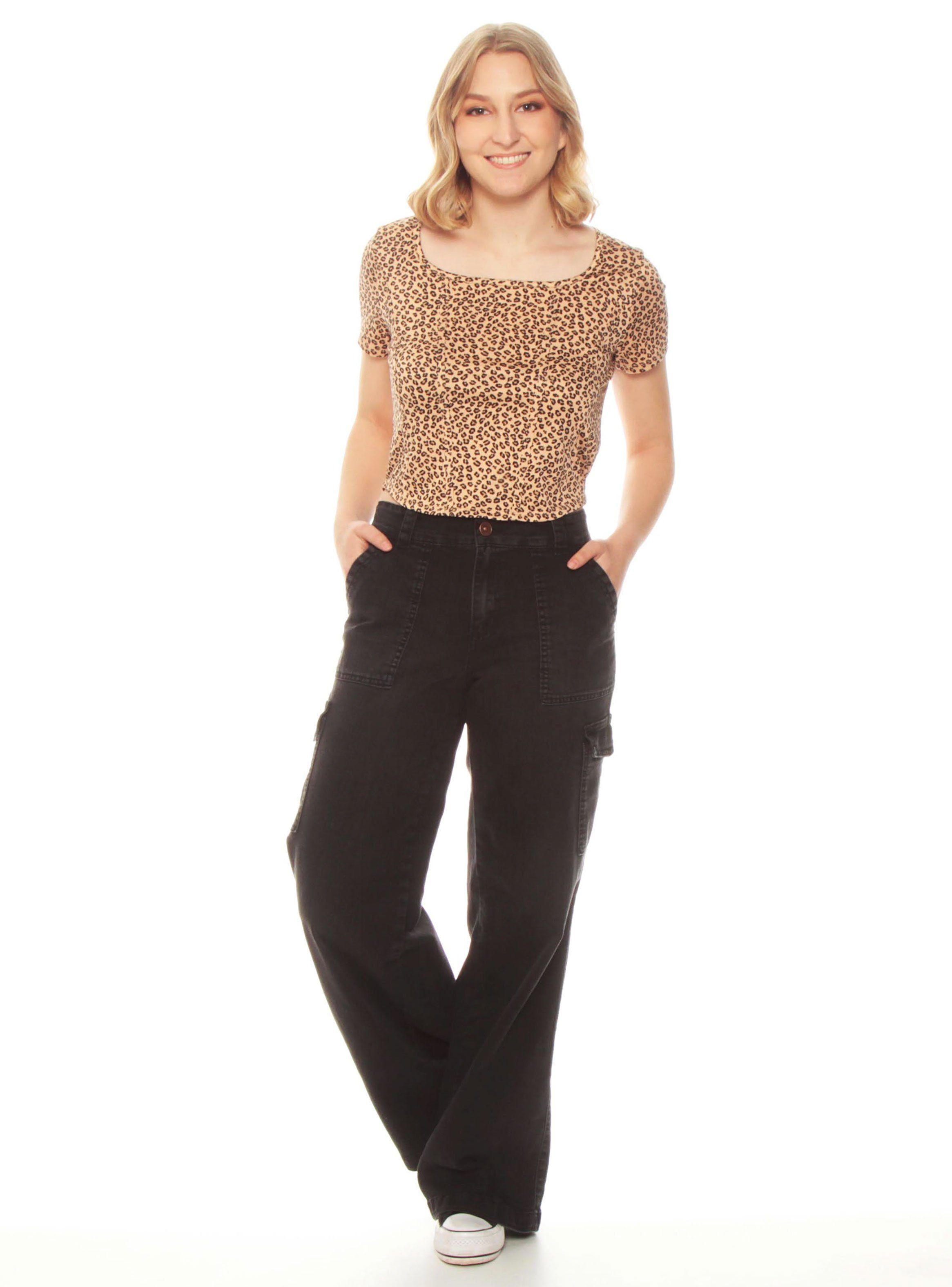 Jeans Palazzo Estilo Cargo Tiro Medio Pretina-3