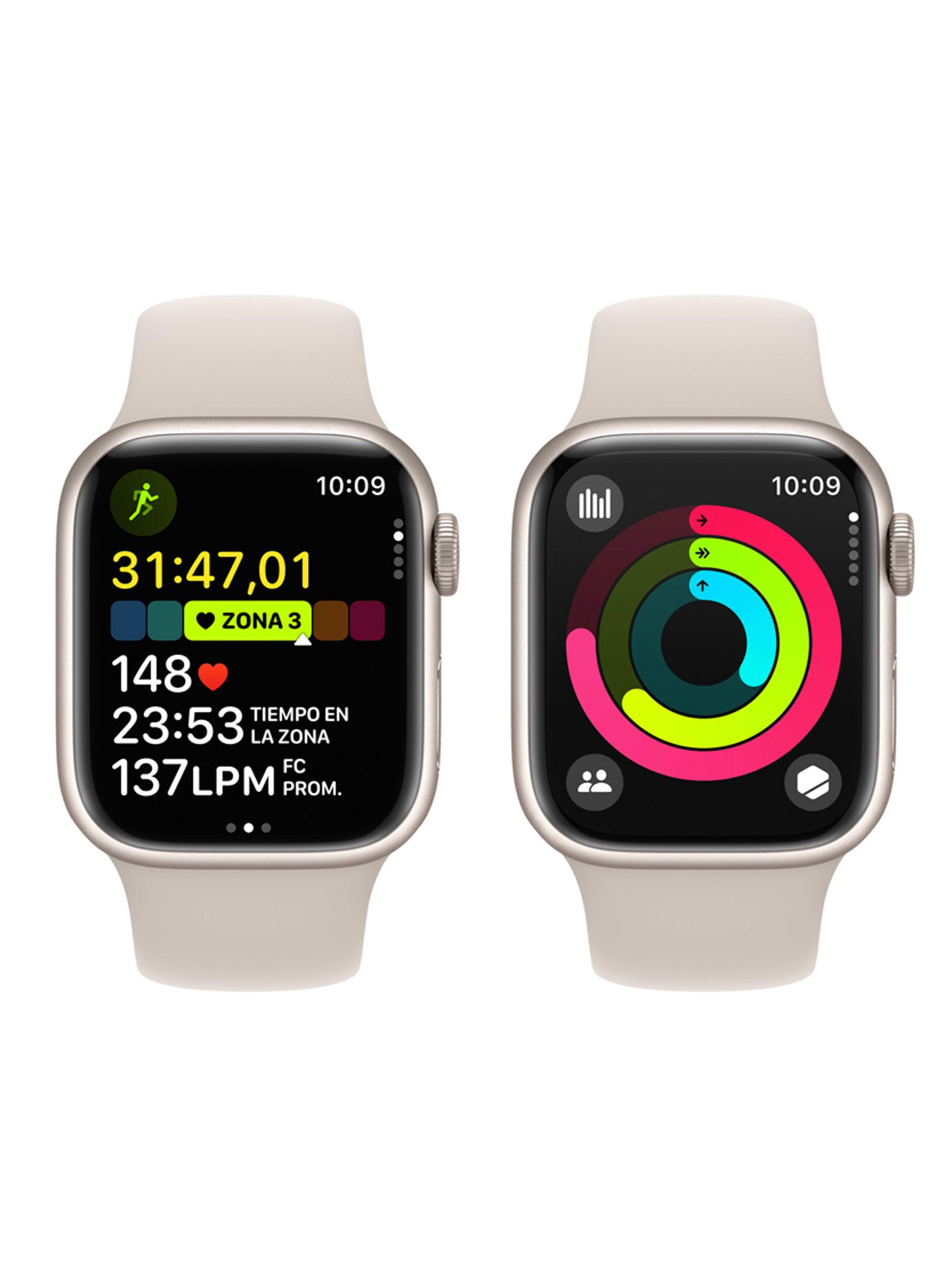 Apple Watch Series 9 GPS 41mm Caja Aluminio y Correa Deportiva Blanco Estelar Talla S/M-7