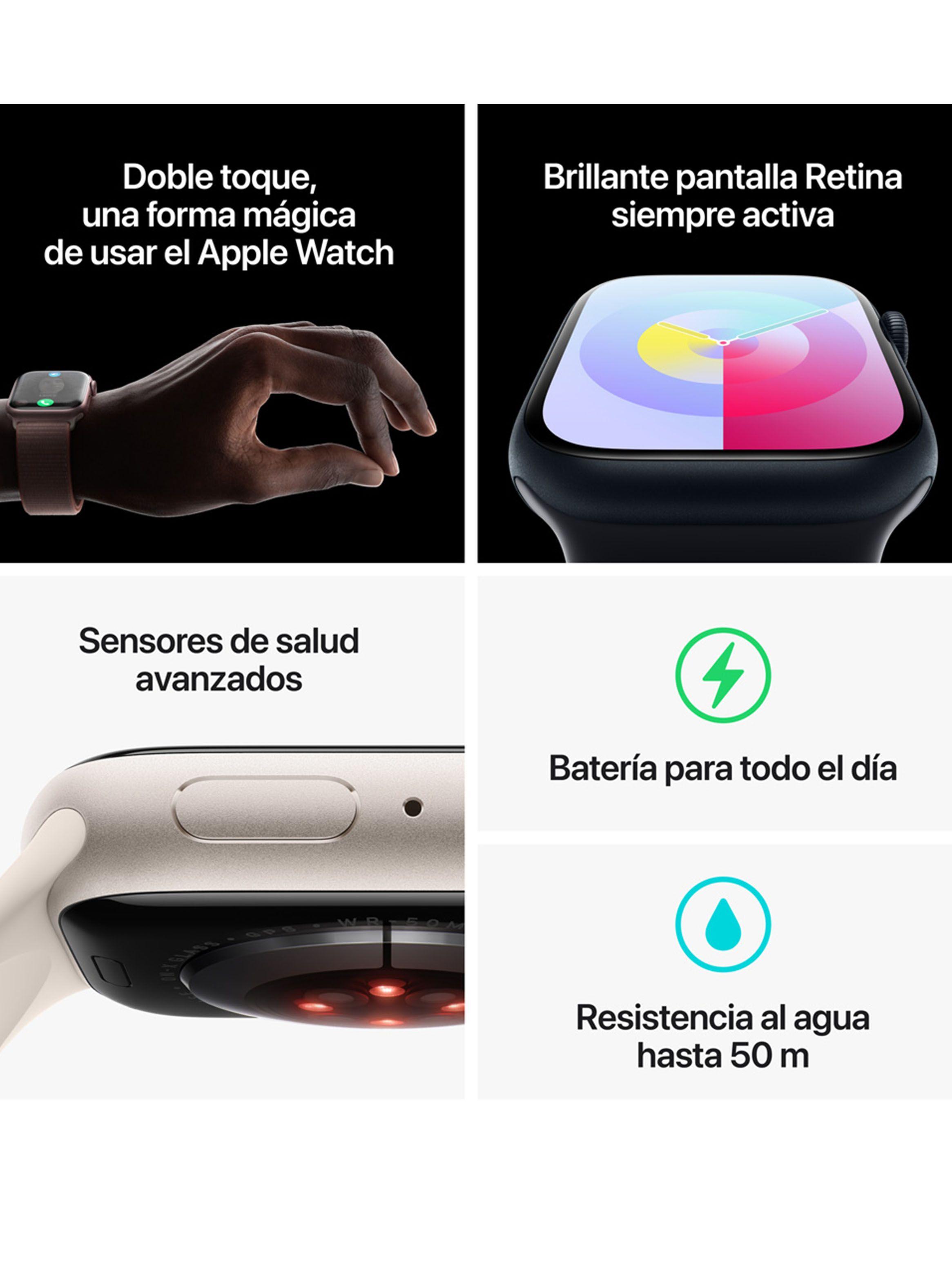 Apple Watch Series 9 GPS 45mm Caja Aluminio y Correa Deportiva Medianoche Talla S/M-8